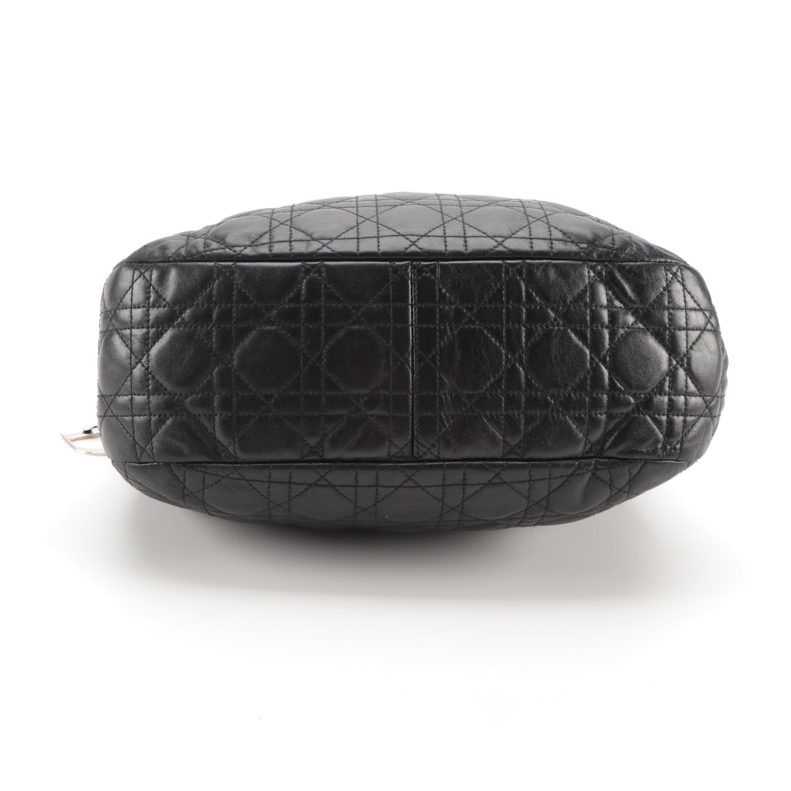 Christian Dior Cannage Black Lambskin Hobo Bag