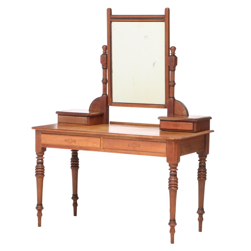 Victorian Walnut and Parcel-Ebonized Dressing Table, Late 19th Century