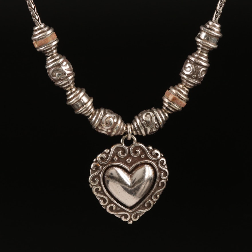 Brighton Heart Pendant Necklace with Leather Accent