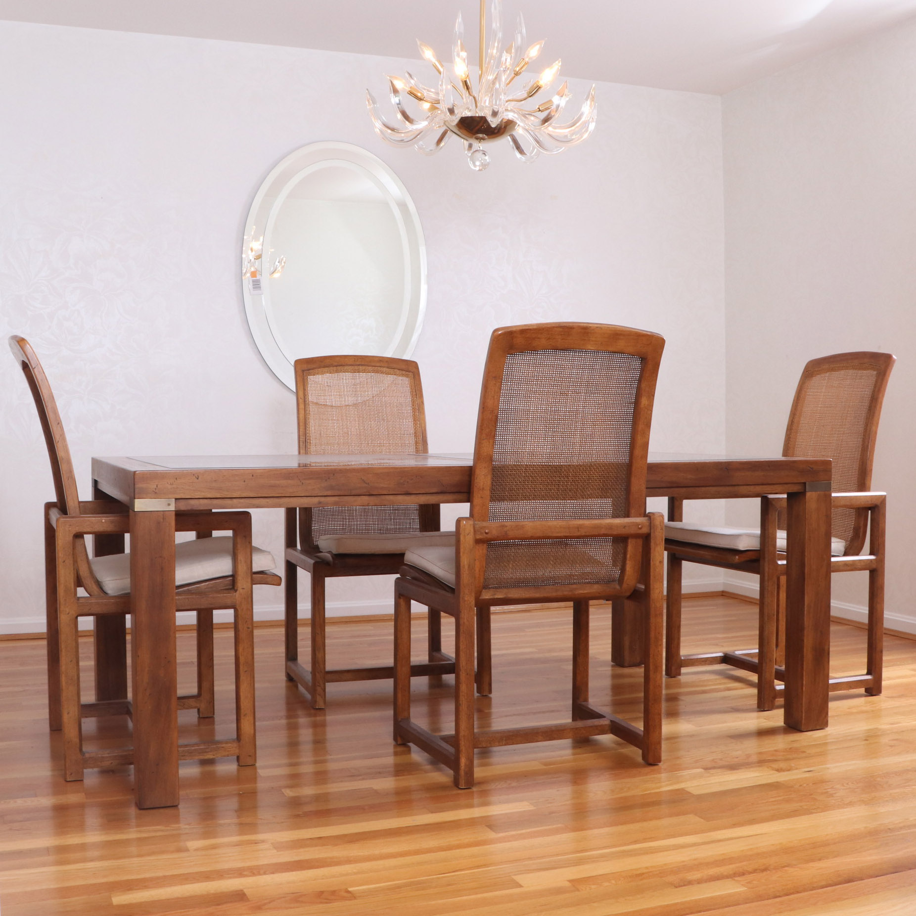 Drexel-Heritage "Woodbriar II" Pecan Five-Piece Dining Set, 1980s