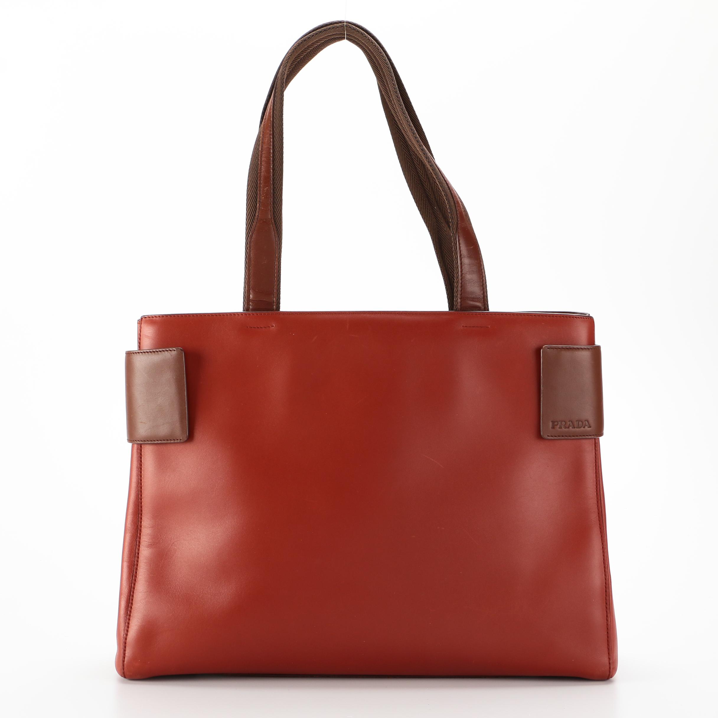 Prada Bicolor Leather Tote Bag
