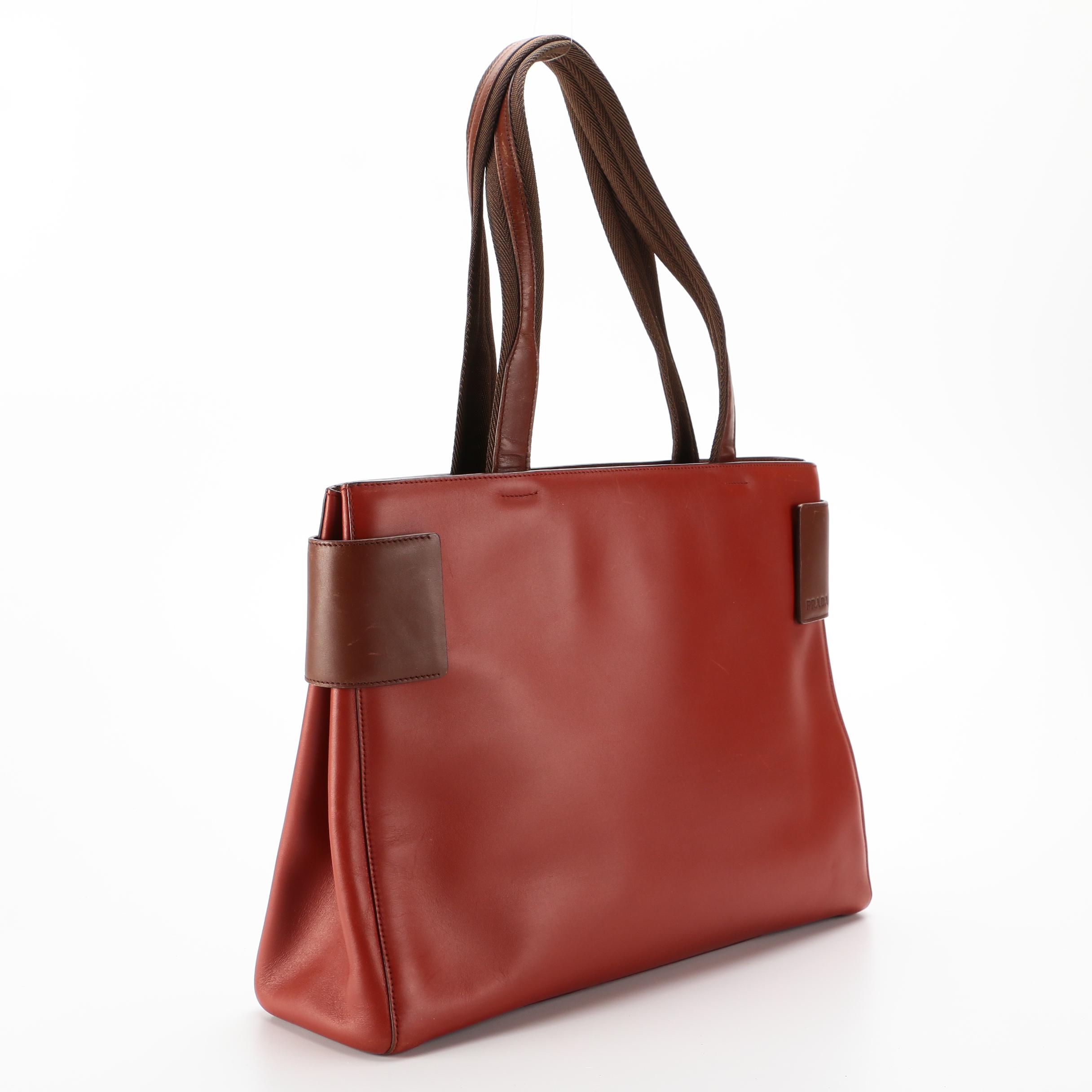 Prada Bicolor Leather Tote Bag