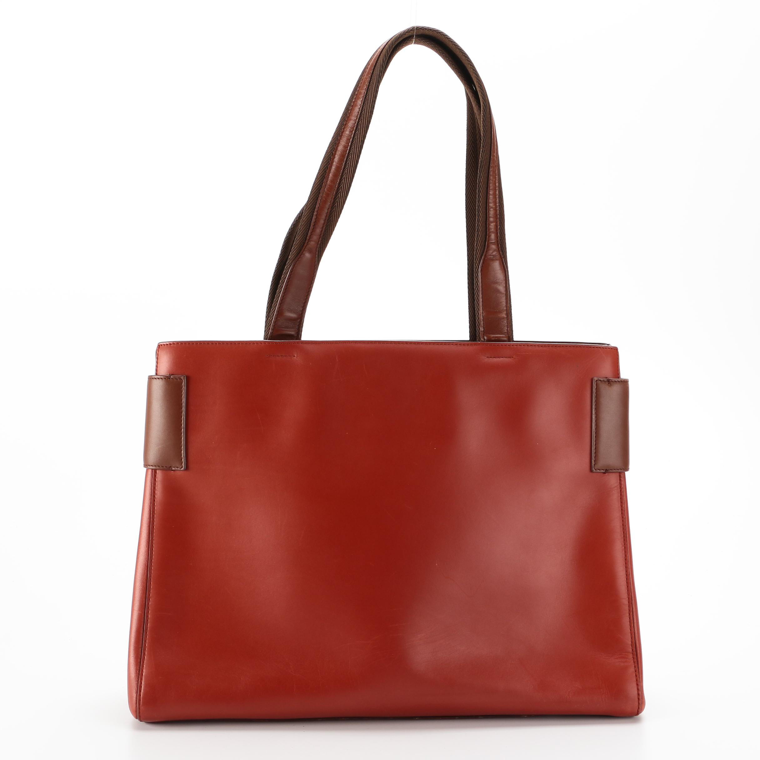 Prada Bicolor Leather Tote Bag
