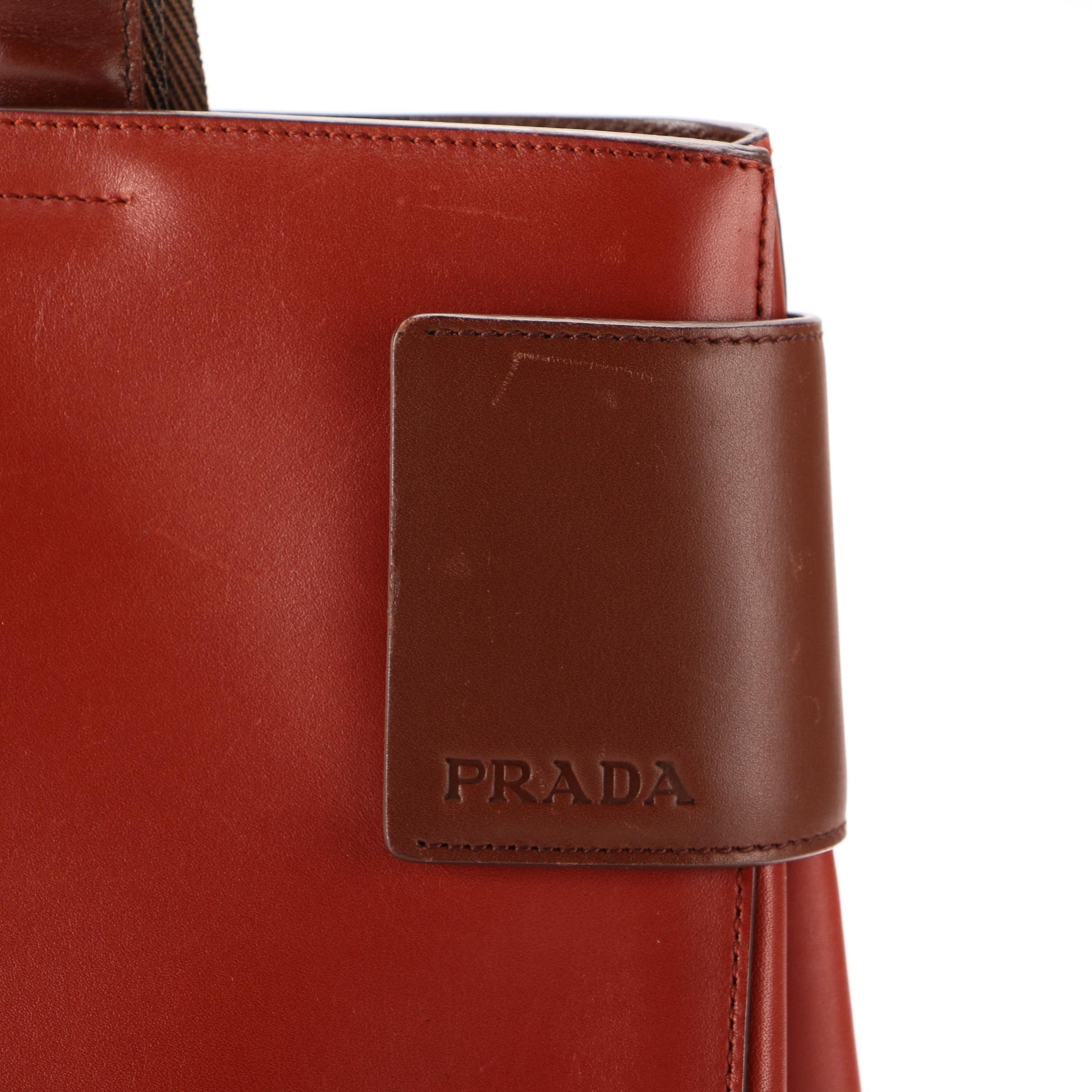 Prada Bicolor Leather Tote Bag