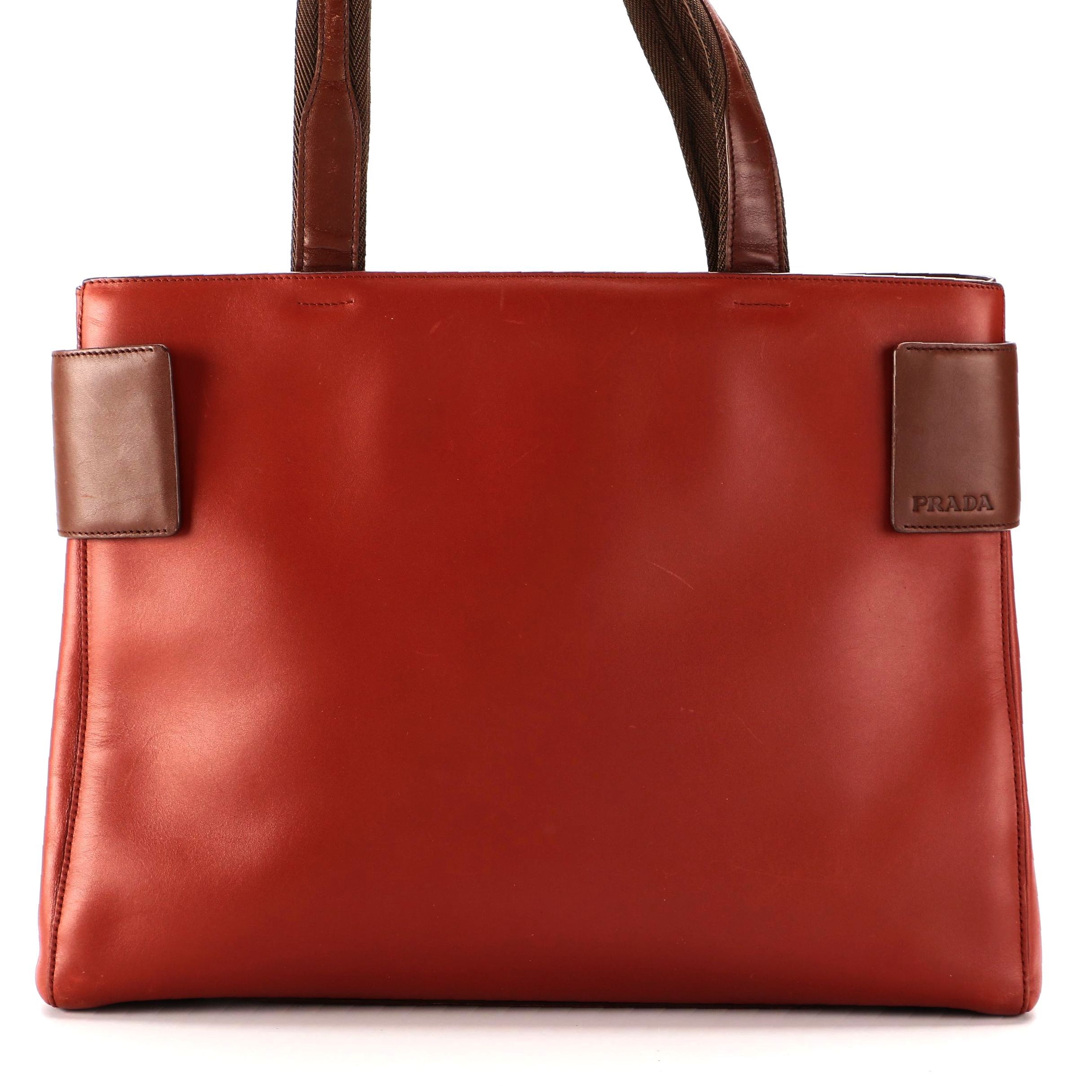 Prada Bicolor Leather Tote Bag