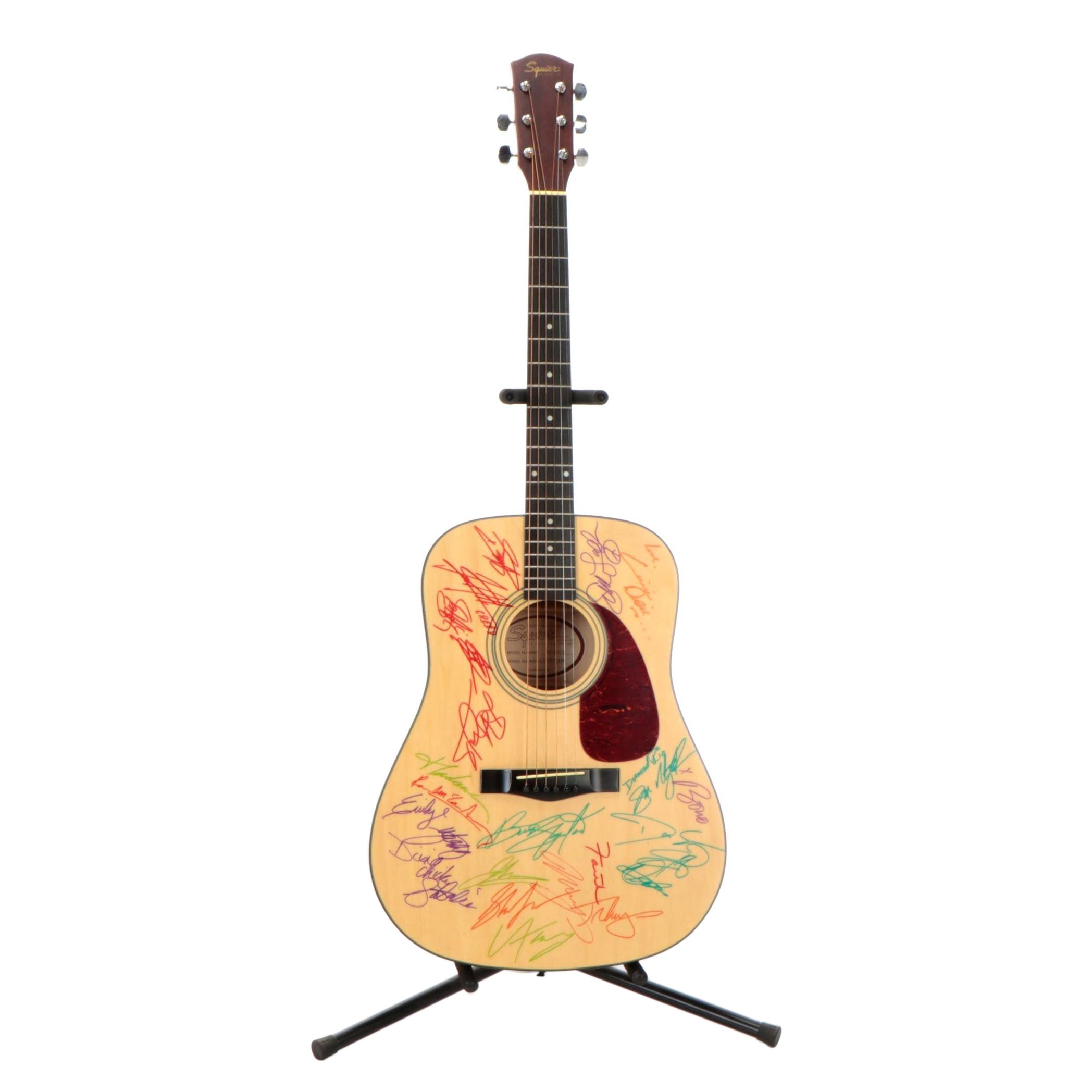Acoustic Guitar Autographed by Members of Creed, Diamond Rio, The Dixie Chicks