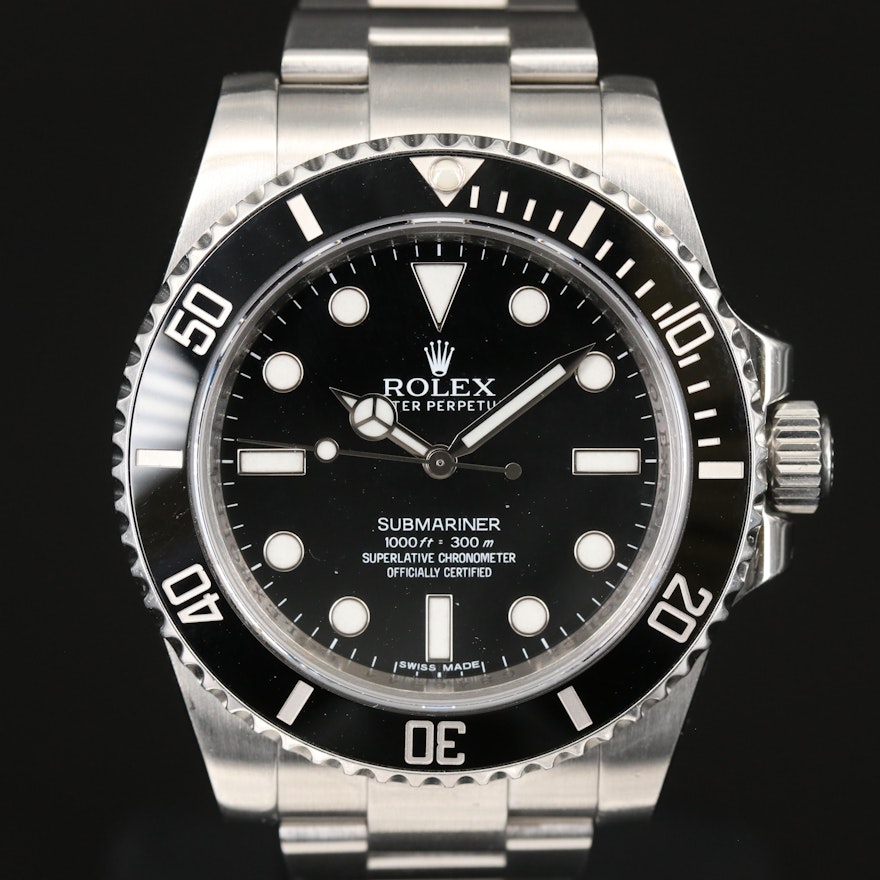2010 Rolex Submariner 114060 Ceramic and Stainless Steel Wristwatch