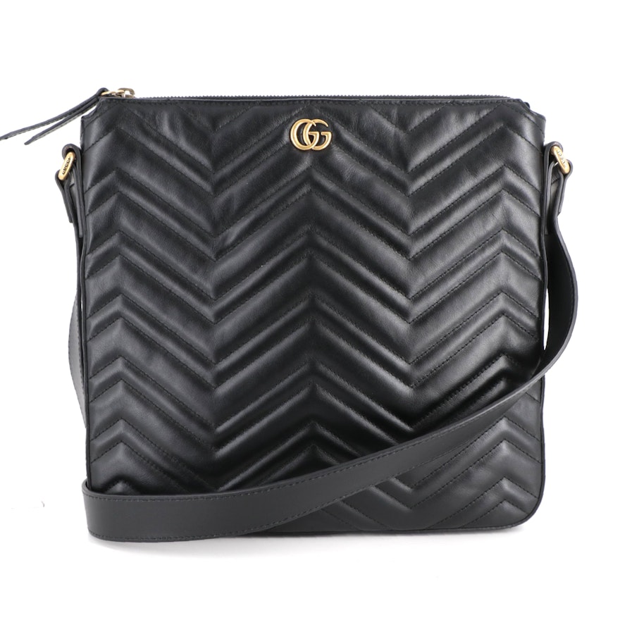 Gucci GG Marmont Black Matelassé Leather Crossbody