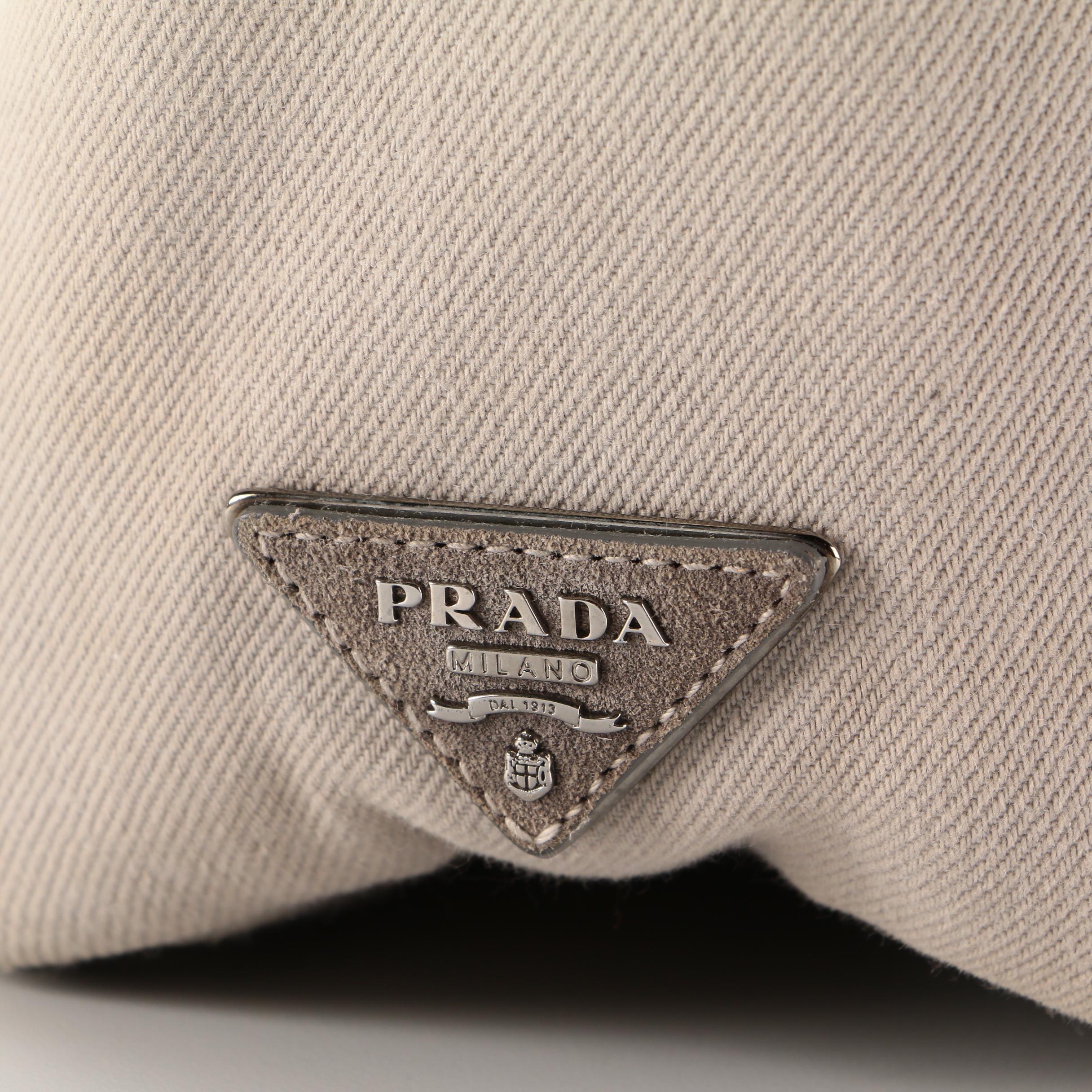 Prada Embellished Beige Denim Tote Bag