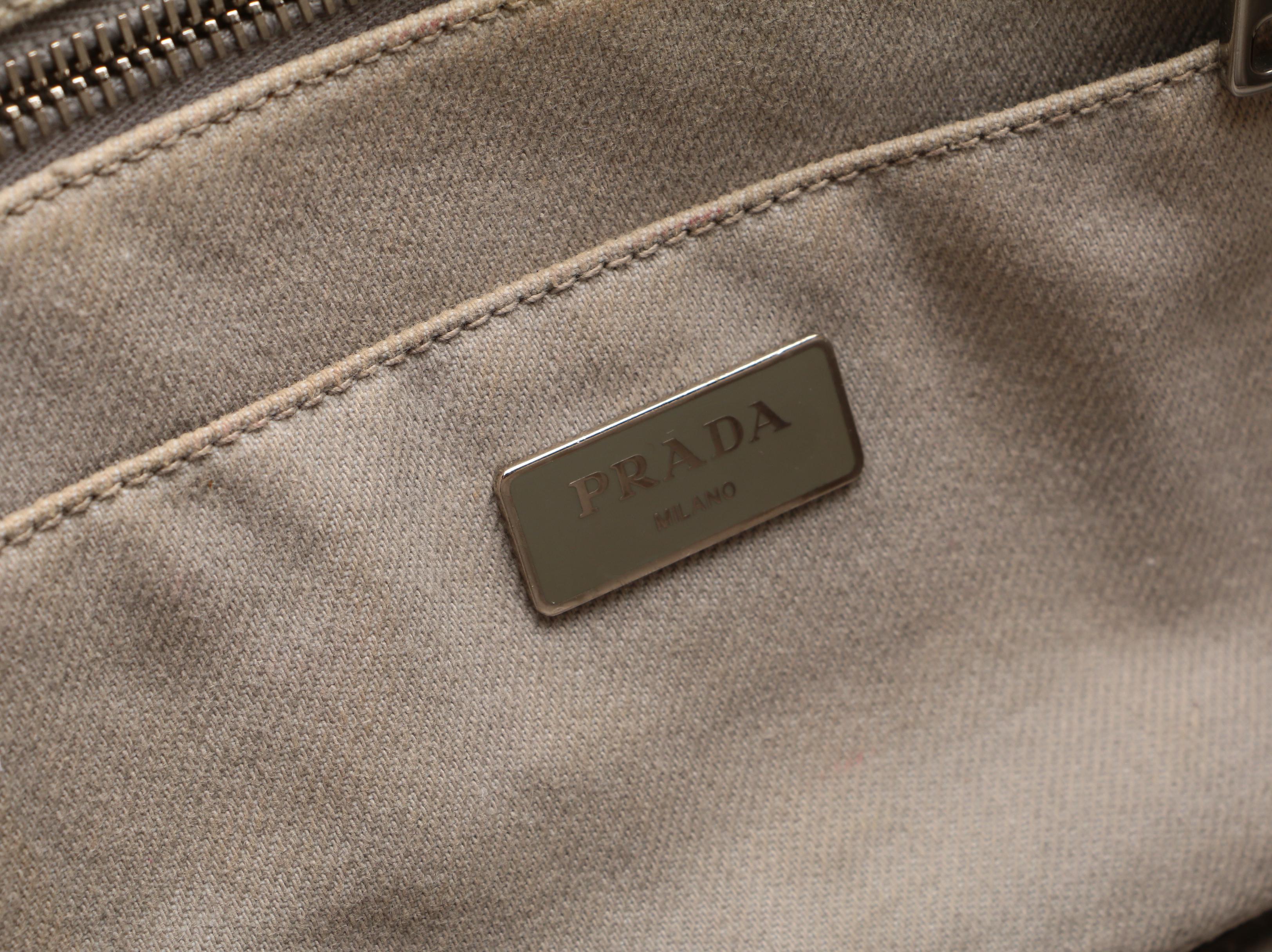 Prada Embellished Beige Denim Tote Bag
