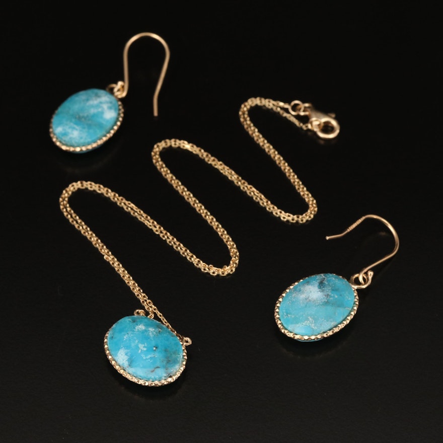 Sterling Turquoise Necklace and Earring Set