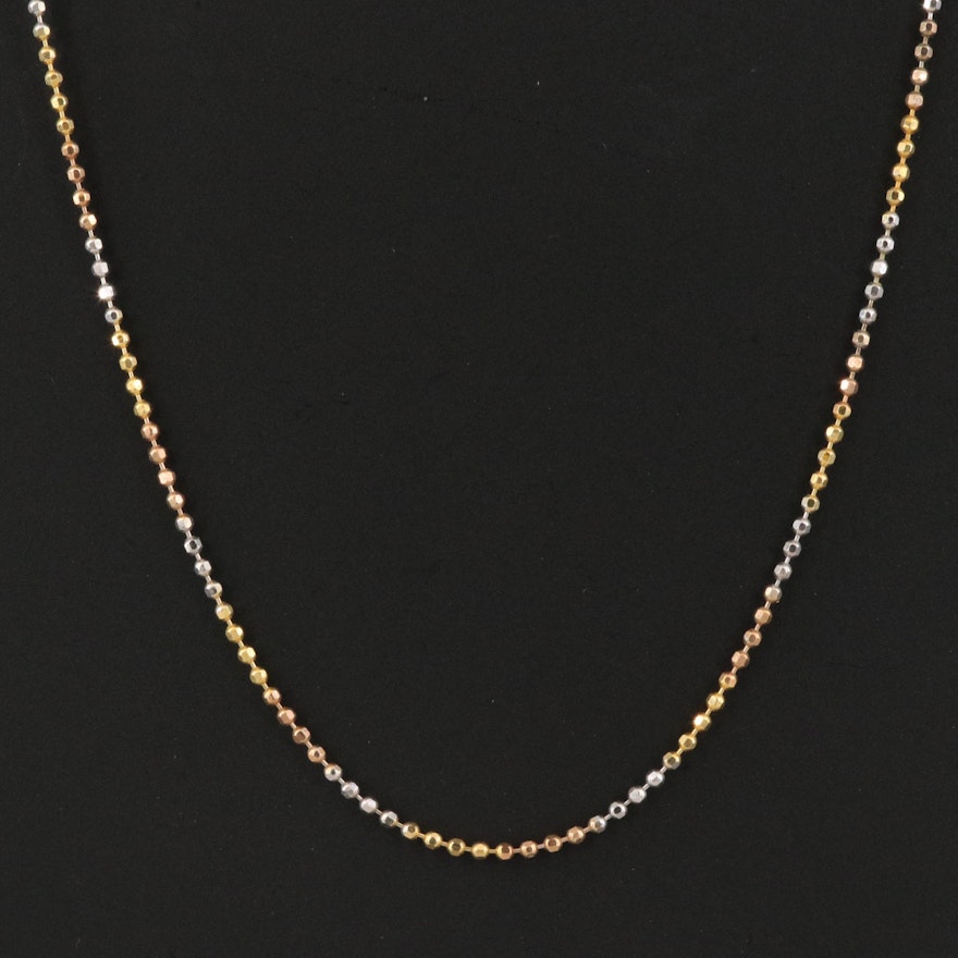 Italian 14K Tri-Color Ball Chain Necklace