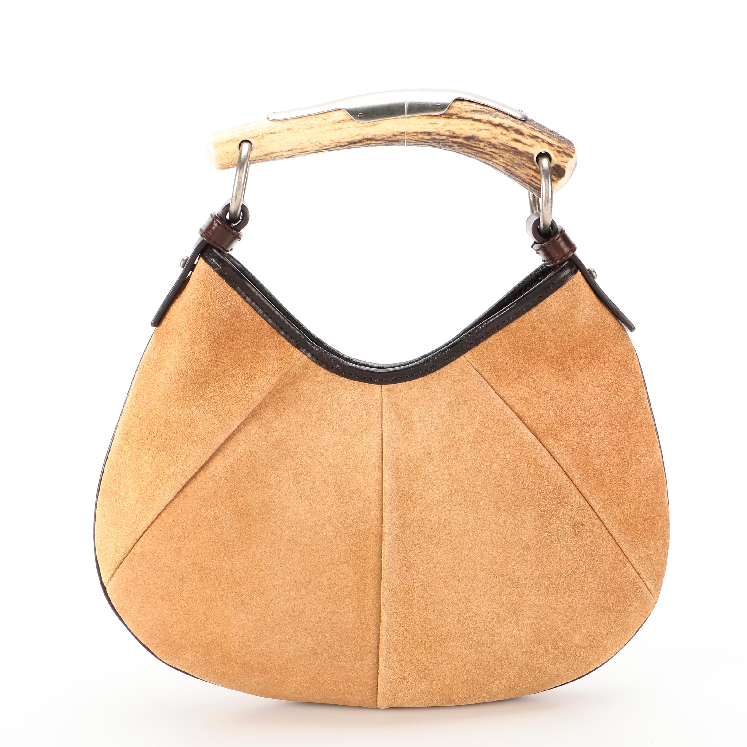 Yves Saint Laurent Rive Gauche Mombasa Handbag in Split Leather with Deer Horn