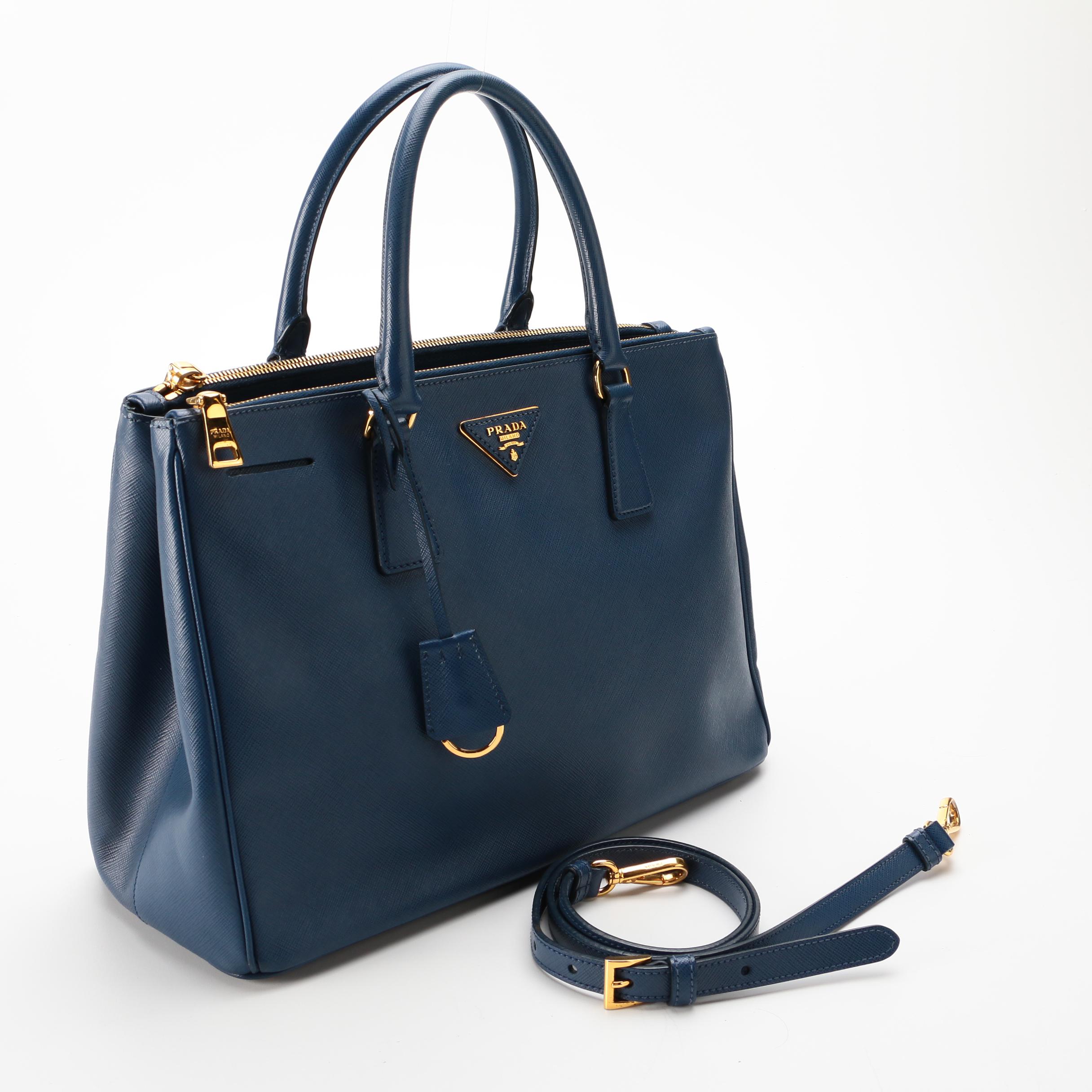 Prada Blue Saffiano Leather Handbag