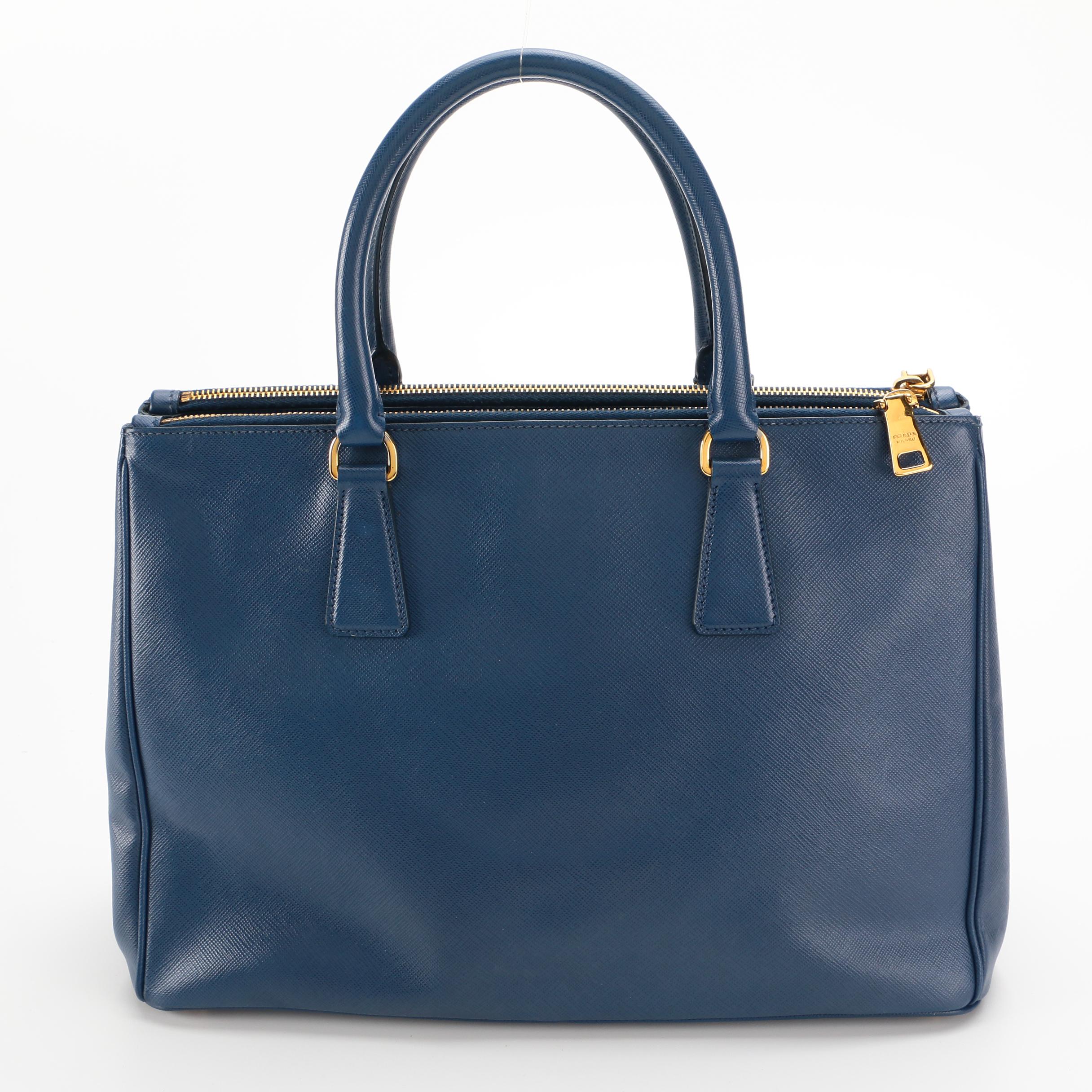 Prada Blue Saffiano Leather Handbag