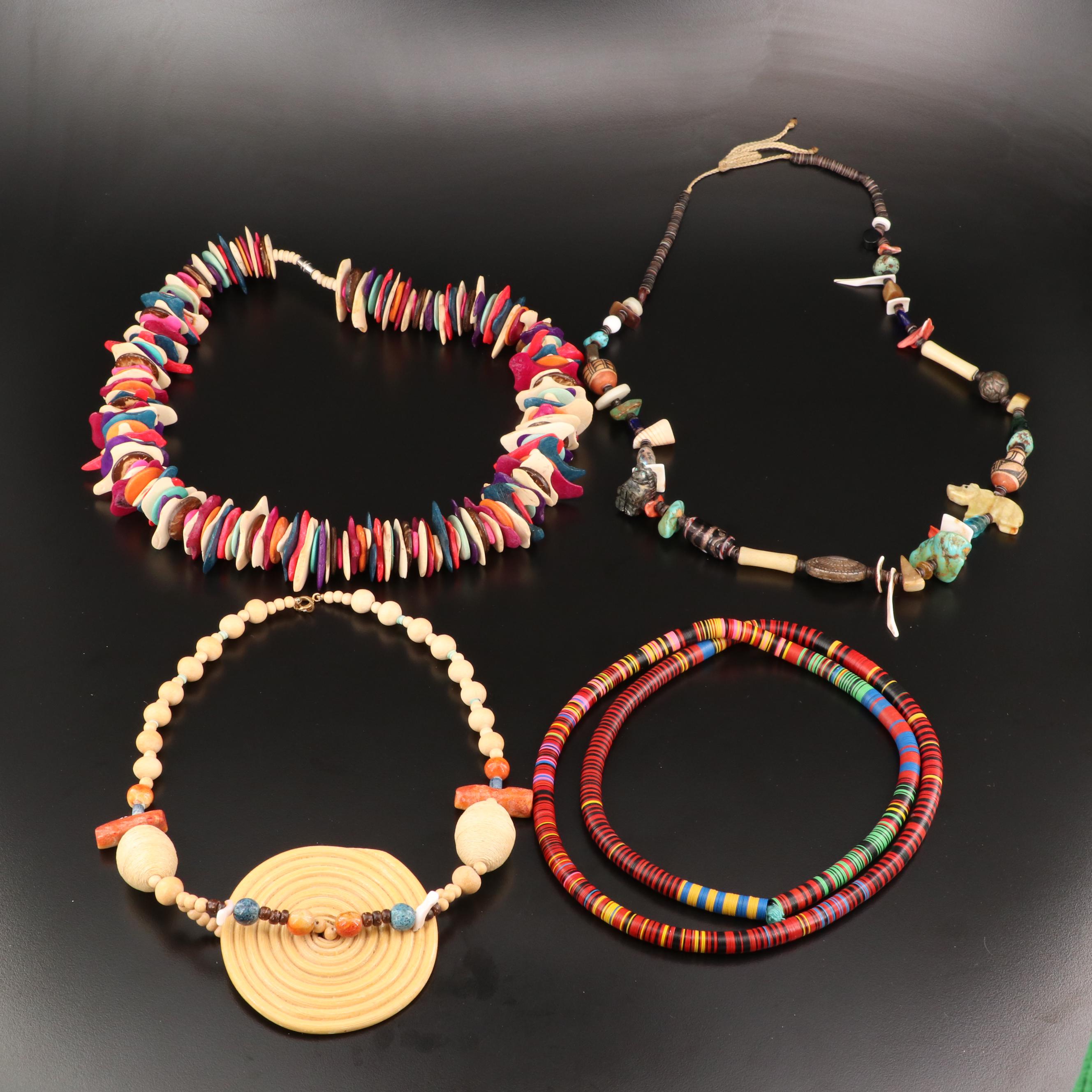 Beaded Necklaces Including Coral, Turquoise and Wood