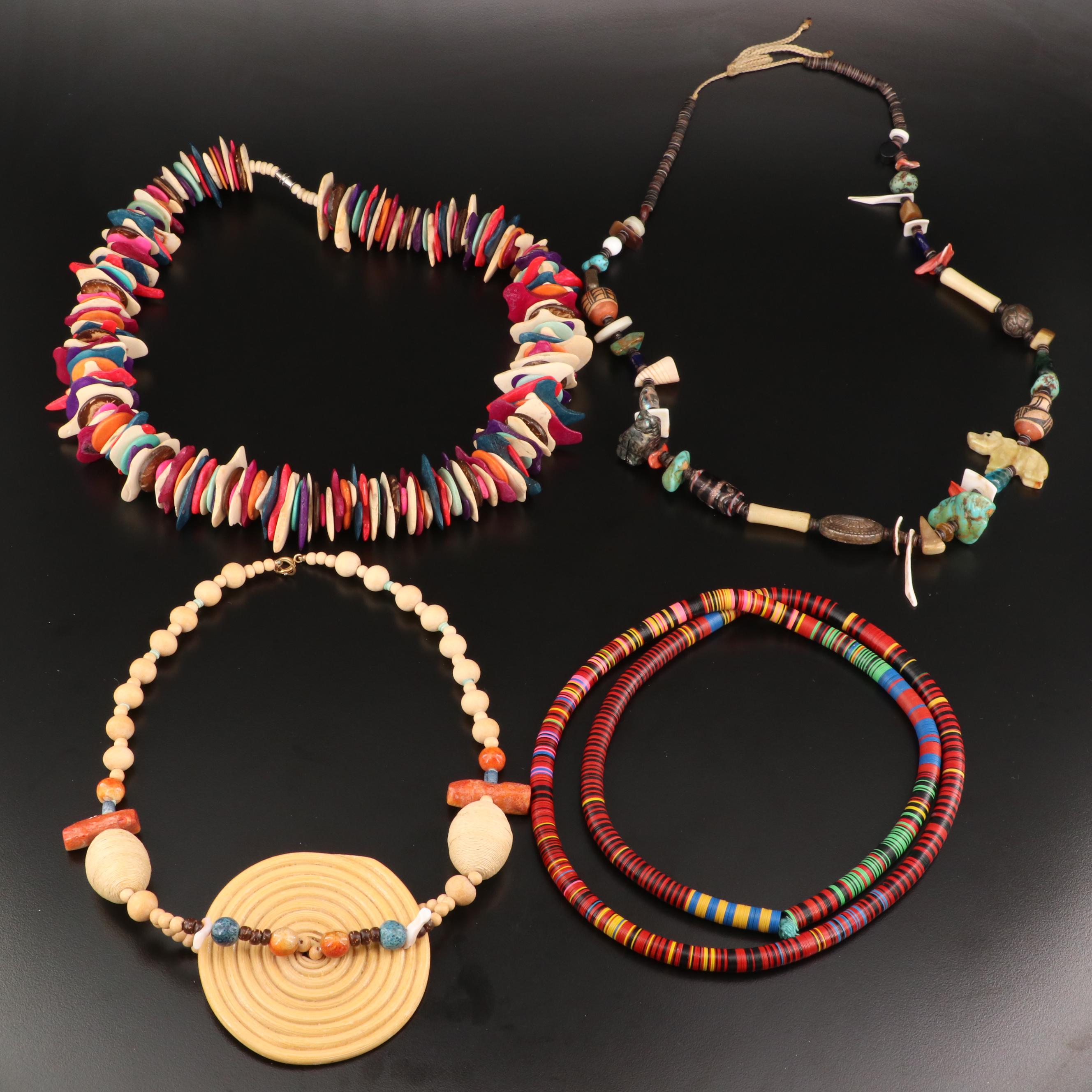 Beaded Necklaces Including Coral, Turquoise and Wood