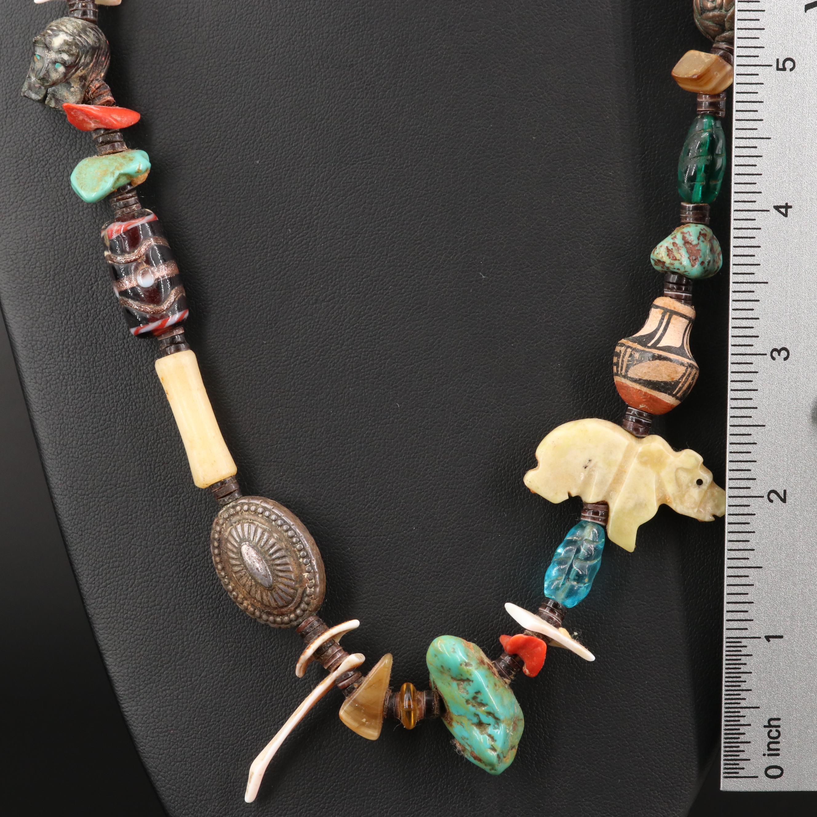 Beaded Necklaces Including Coral, Turquoise and Wood