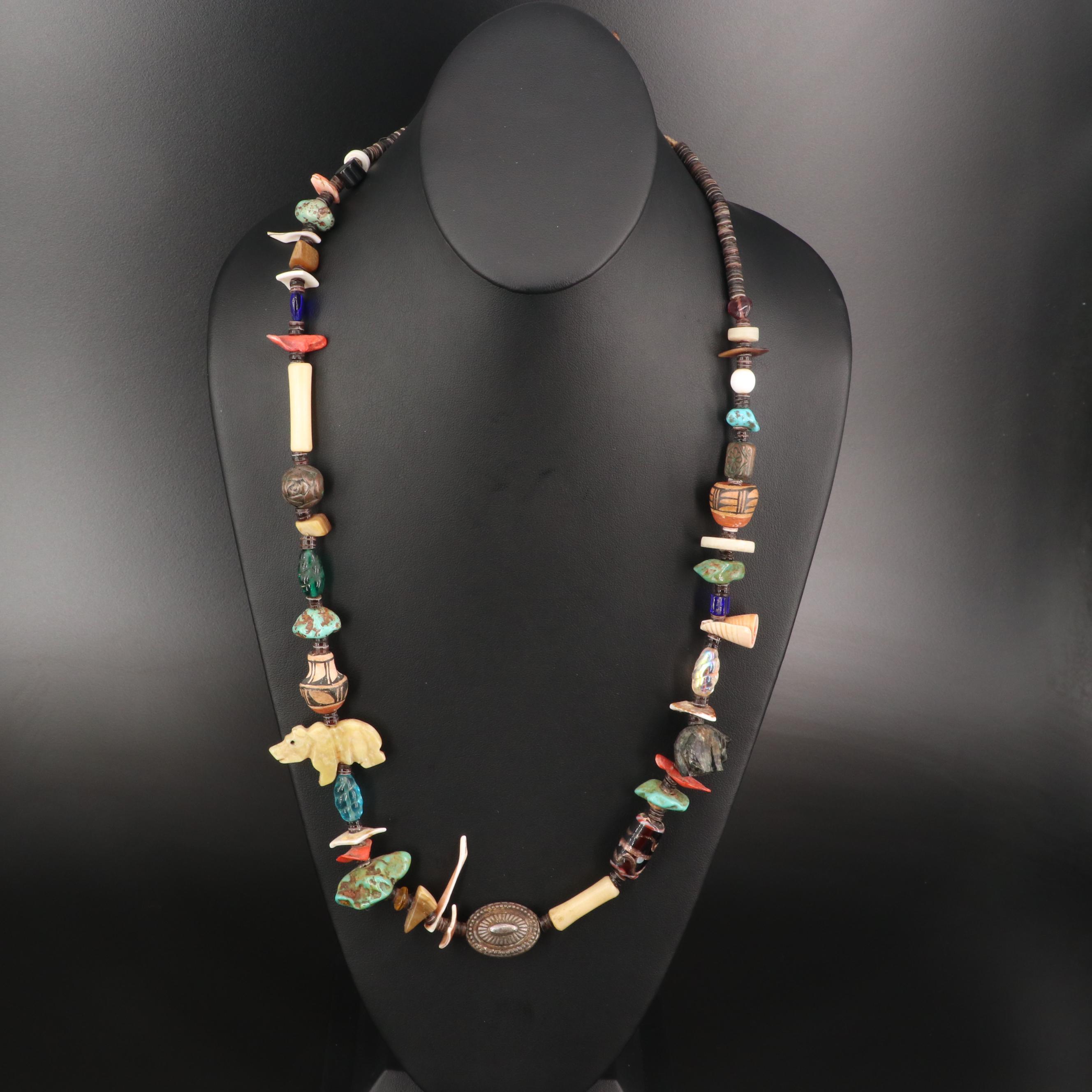 Beaded Necklaces Including Coral, Turquoise and Wood