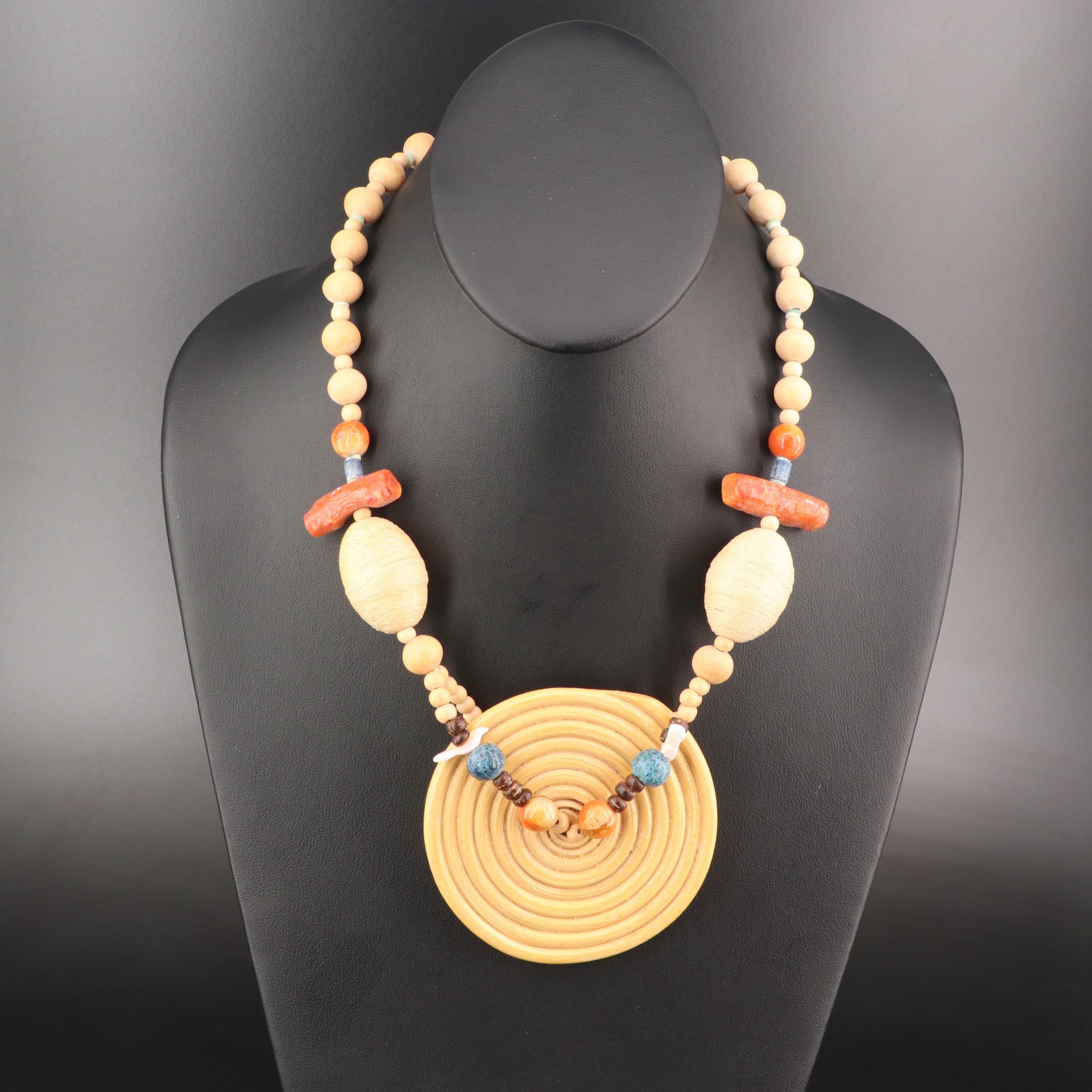 Beaded Necklaces Including Coral, Turquoise and Wood