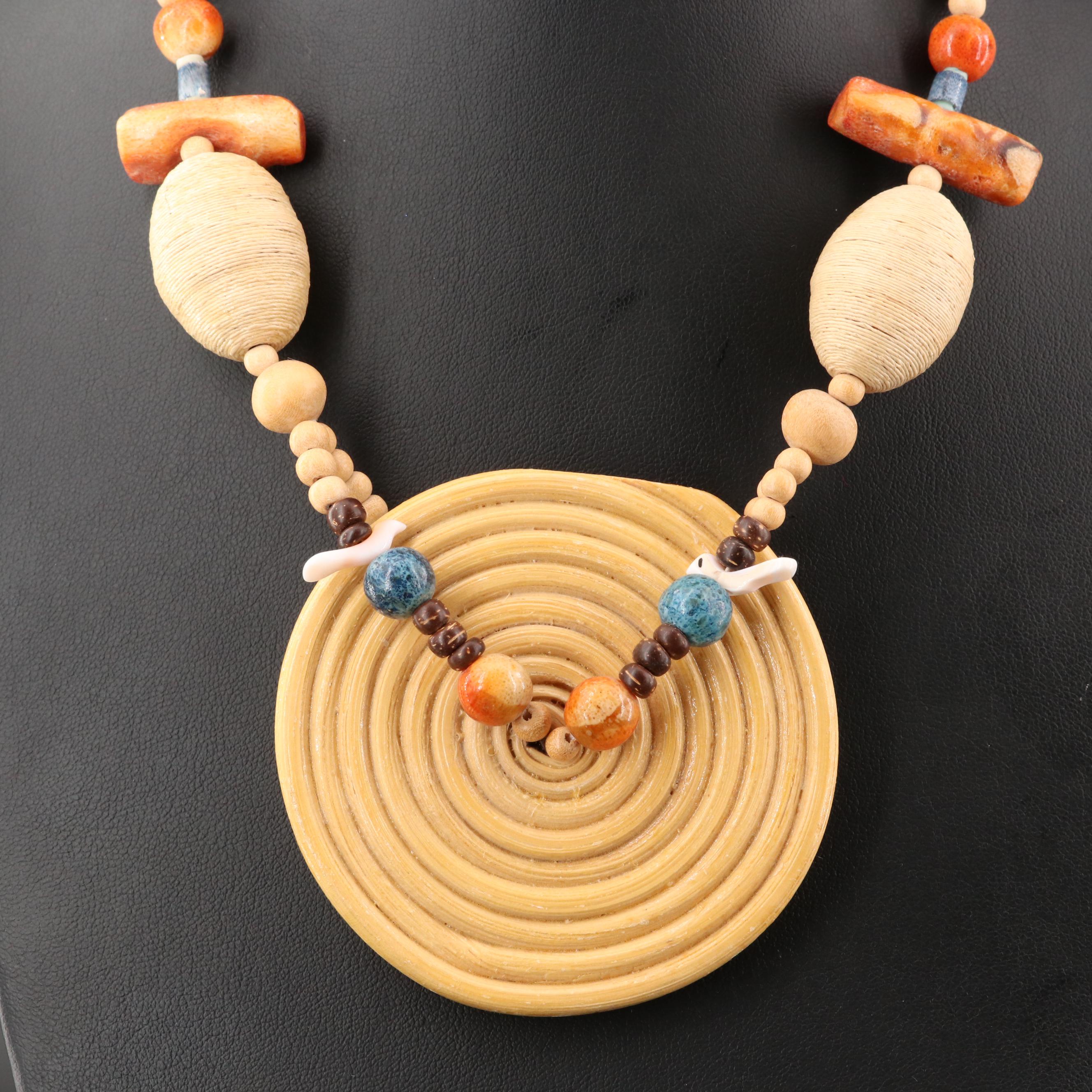 Beaded Necklaces Including Coral, Turquoise and Wood