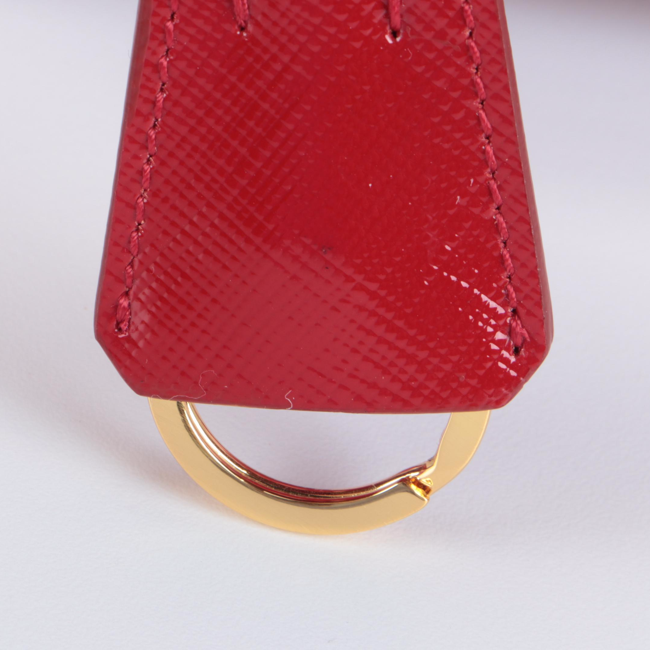 Prada Mini Galleria Bag in Red Saffiano Vernice Leather