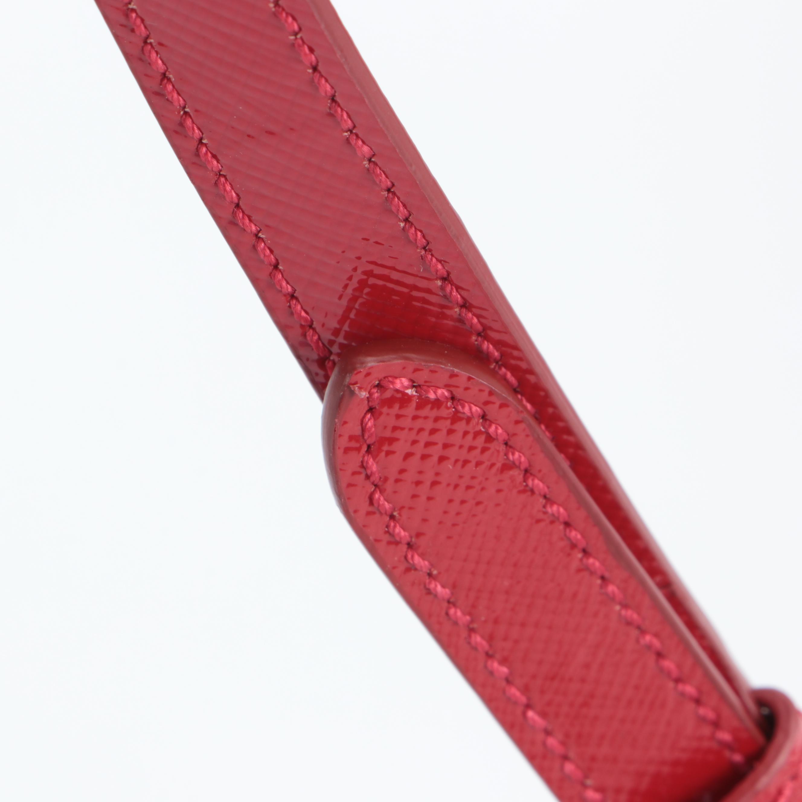 Prada Mini Galleria Bag in Red Saffiano Vernice Leather