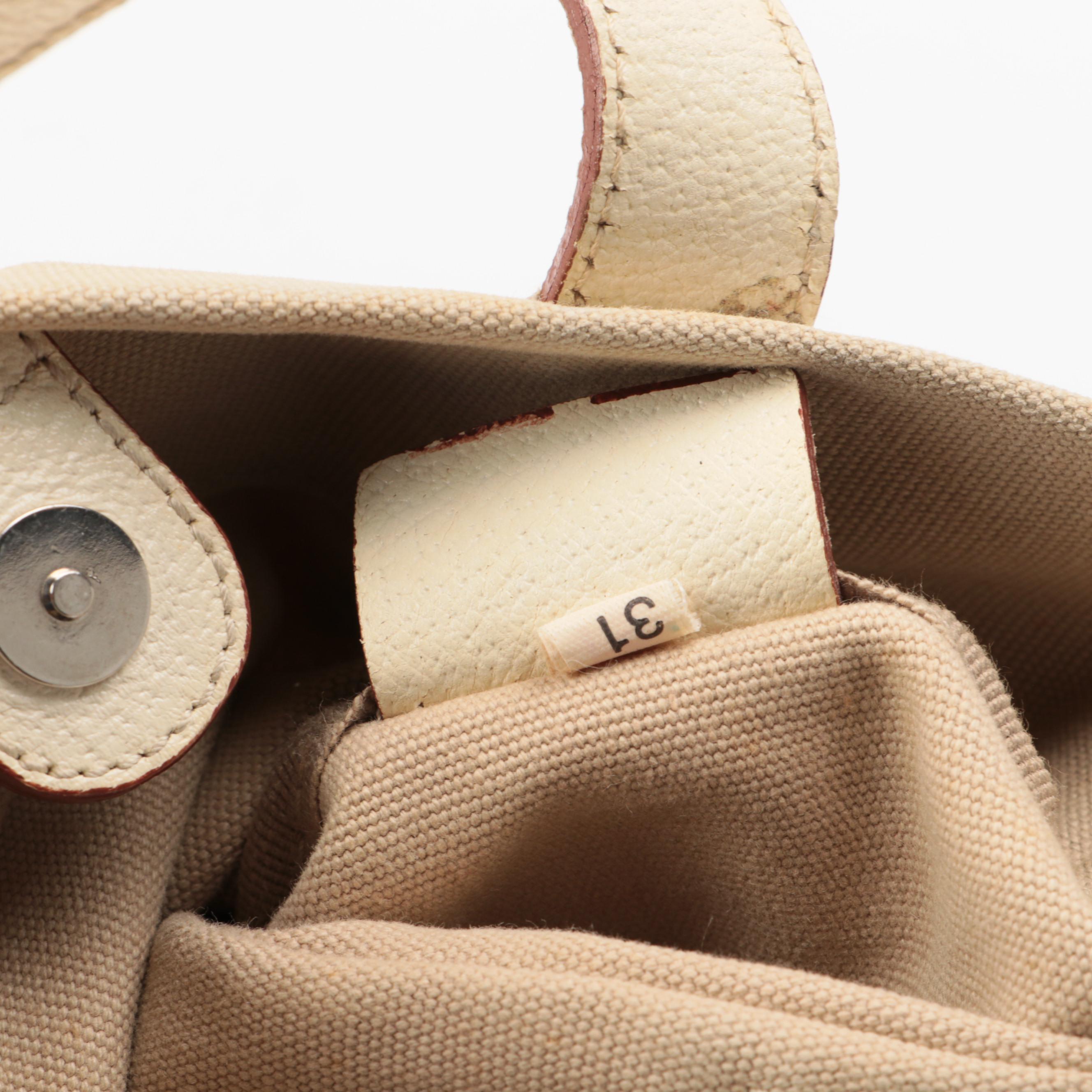 Prada Canvas Tote with Ivory Grained Leather