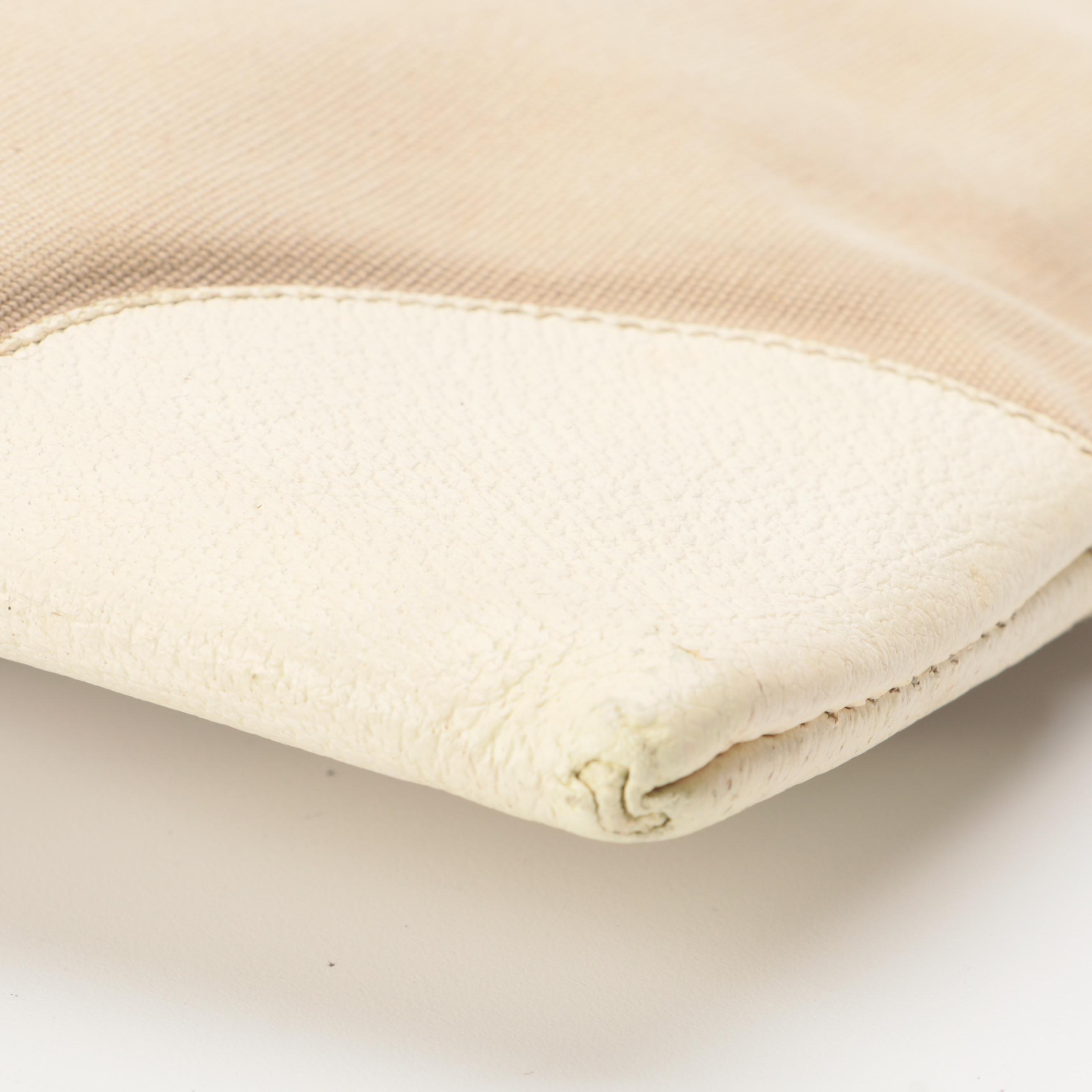 Prada Canvas Tote with Ivory Grained Leather