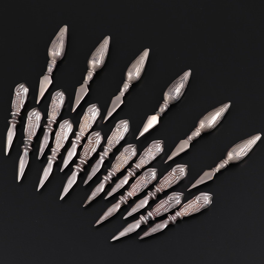 Japanese and Other Metal Corn On The Cob Spears, Mid to Late 20th Century