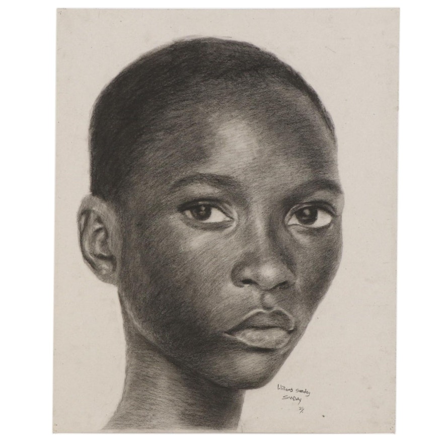 Williams Sunday Young Girl Charcoal Portrait, 2021