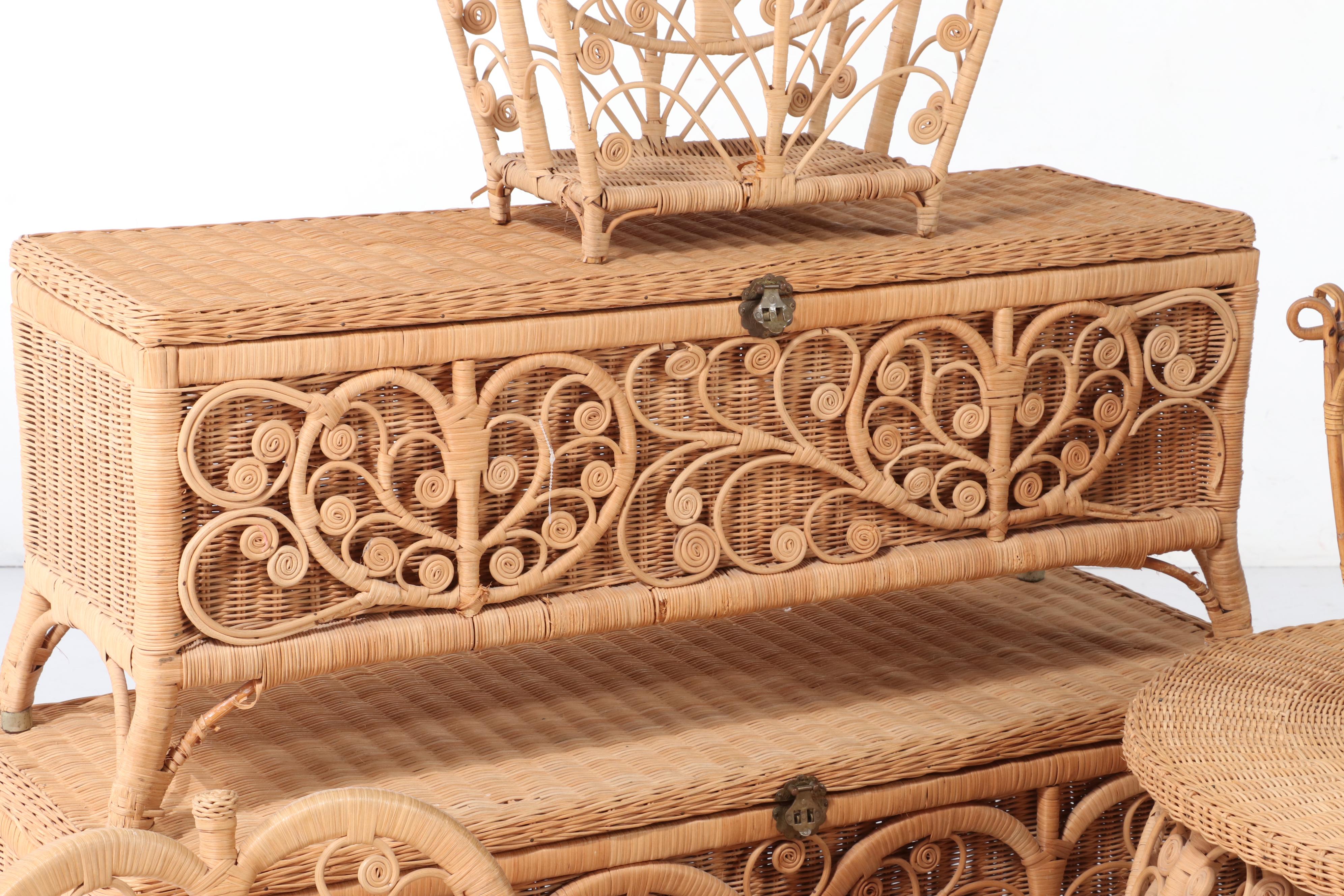 Coiled Wicker Seating, Table, Chests and Accessories