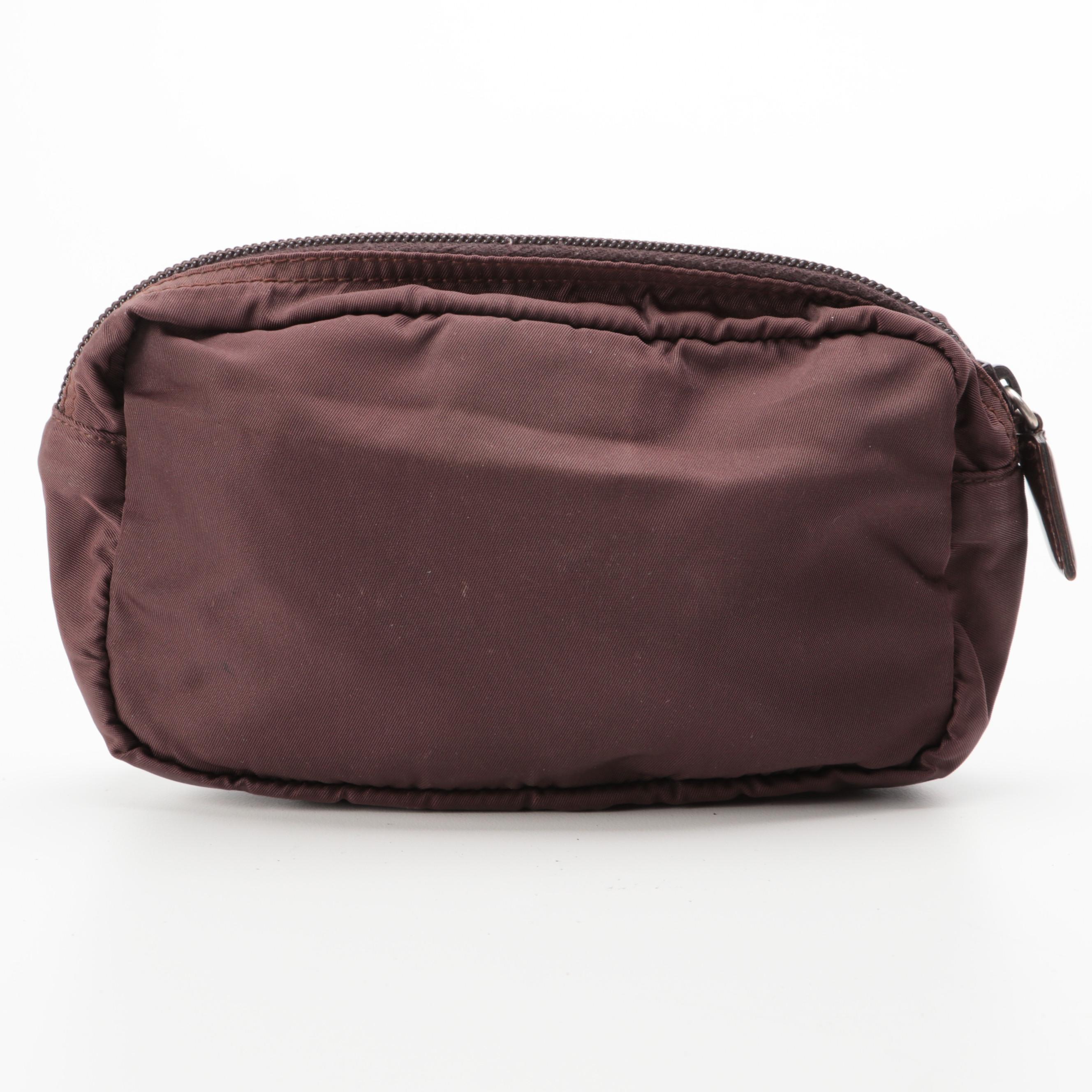 Prada Brown Nylon Tessuto Zip Pouch