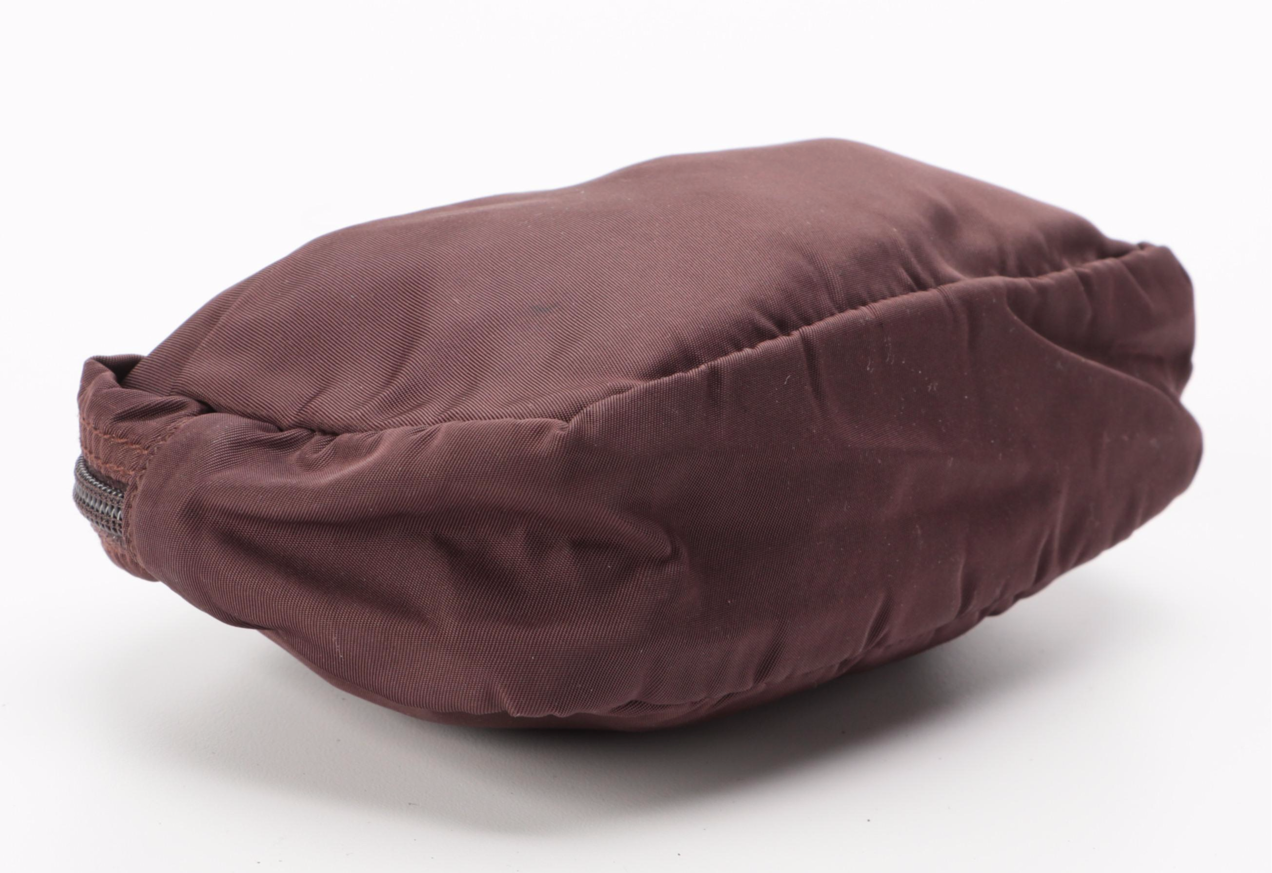 Prada Brown Nylon Tessuto Zip Pouch