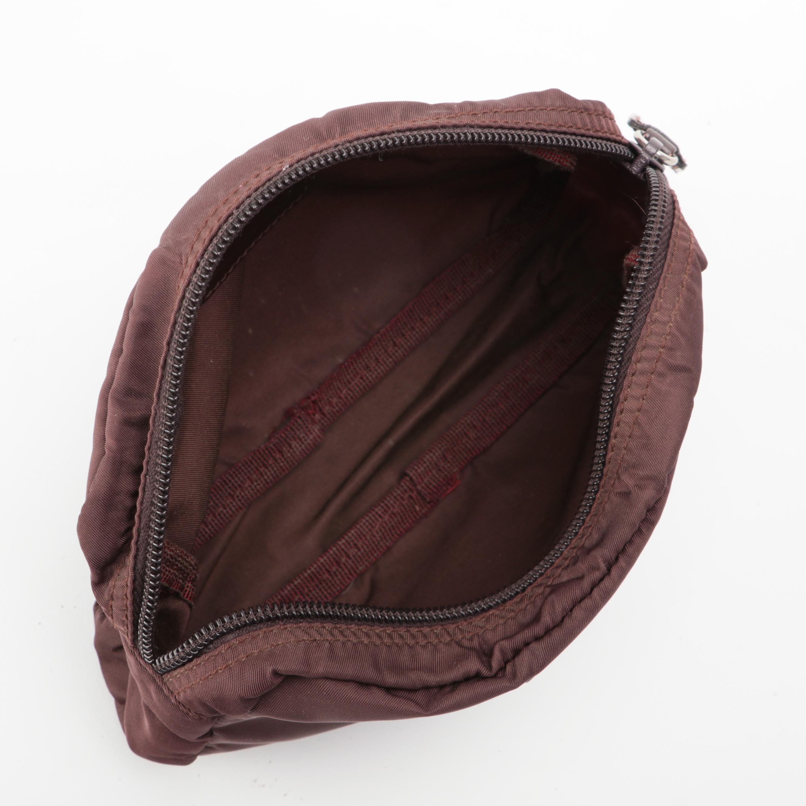 Prada Brown Nylon Tessuto Zip Pouch