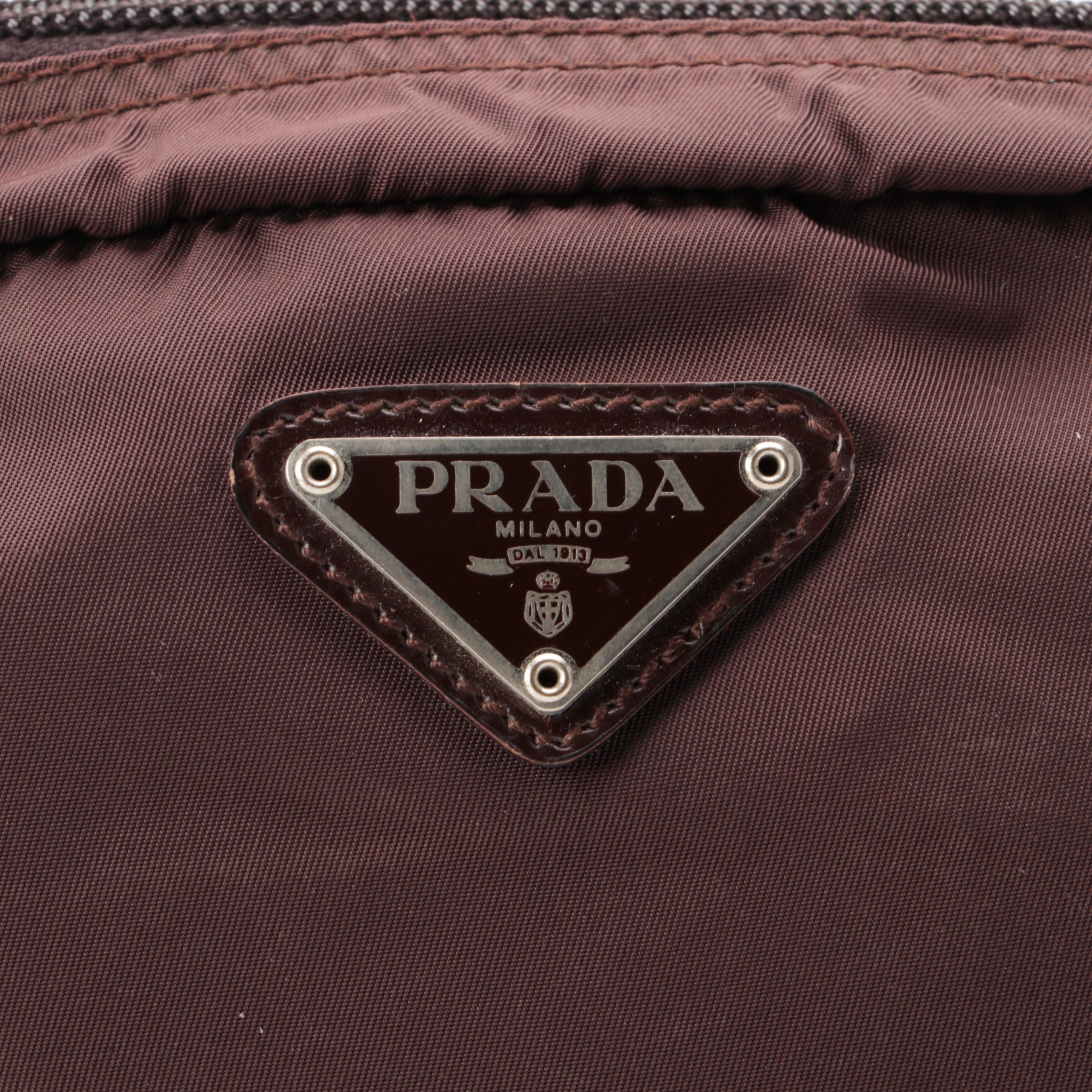 Prada Brown Nylon Tessuto Zip Pouch