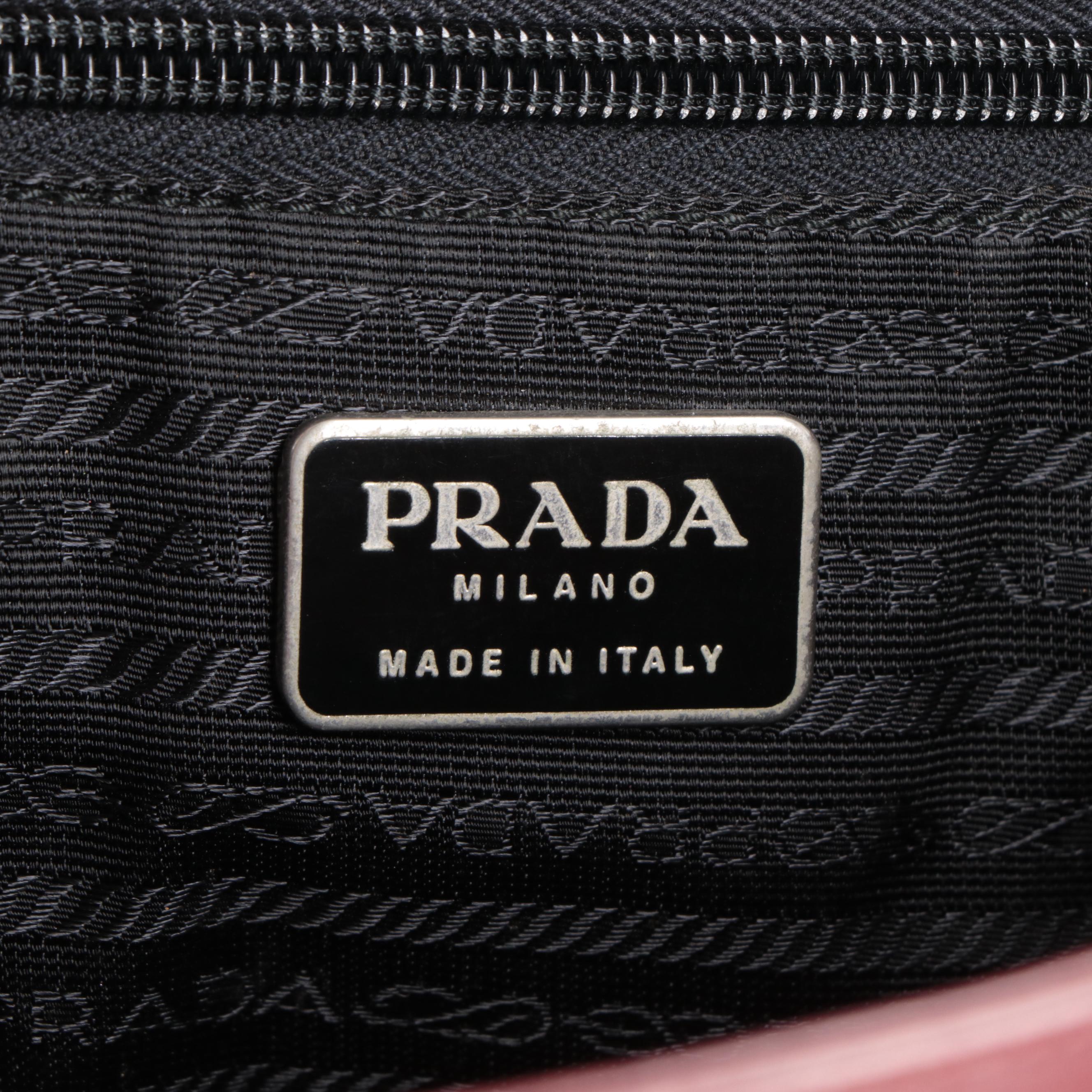 Prada Top Handle Bag in Smooth Burgundy Leather