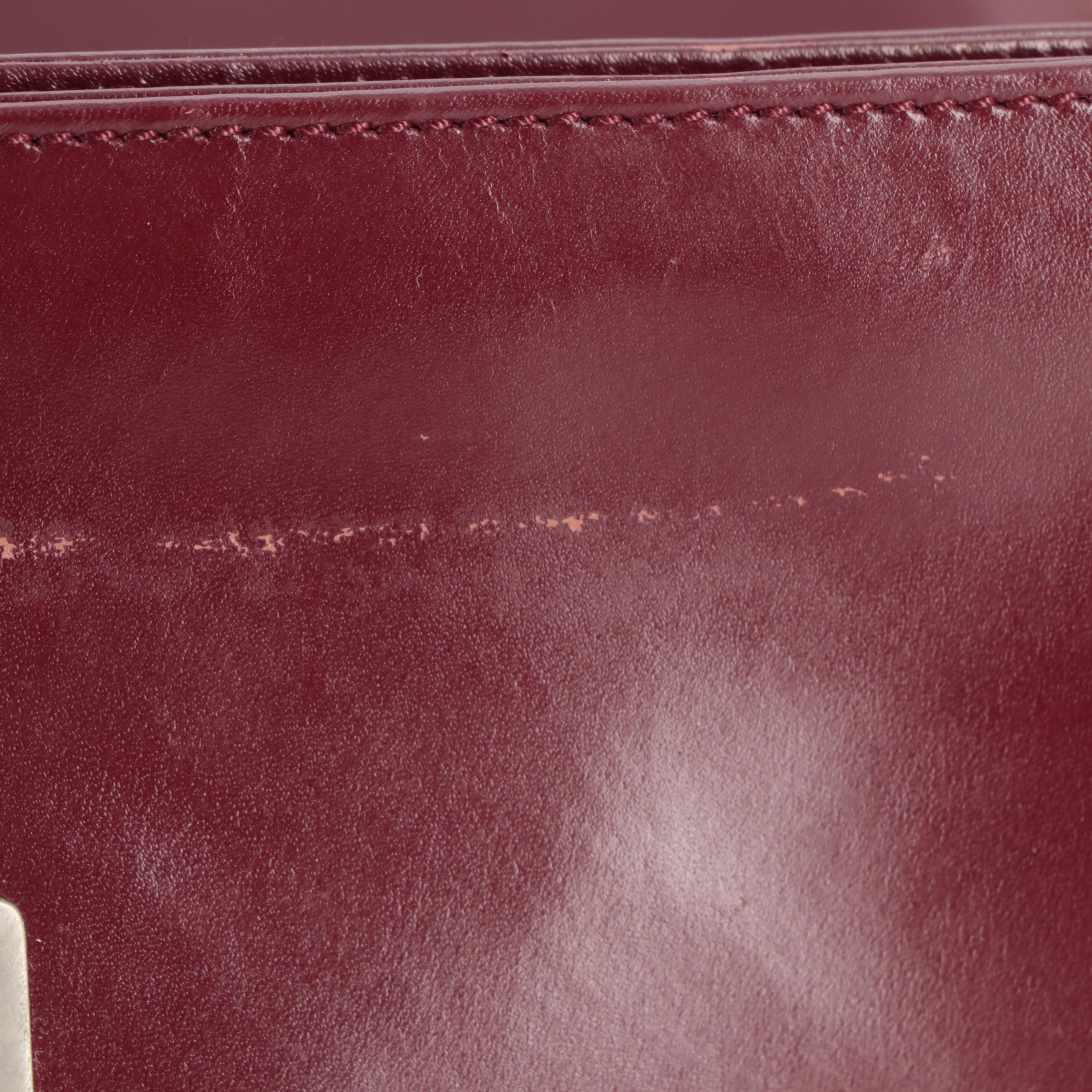Prada Top Handle Bag in Smooth Burgundy Leather