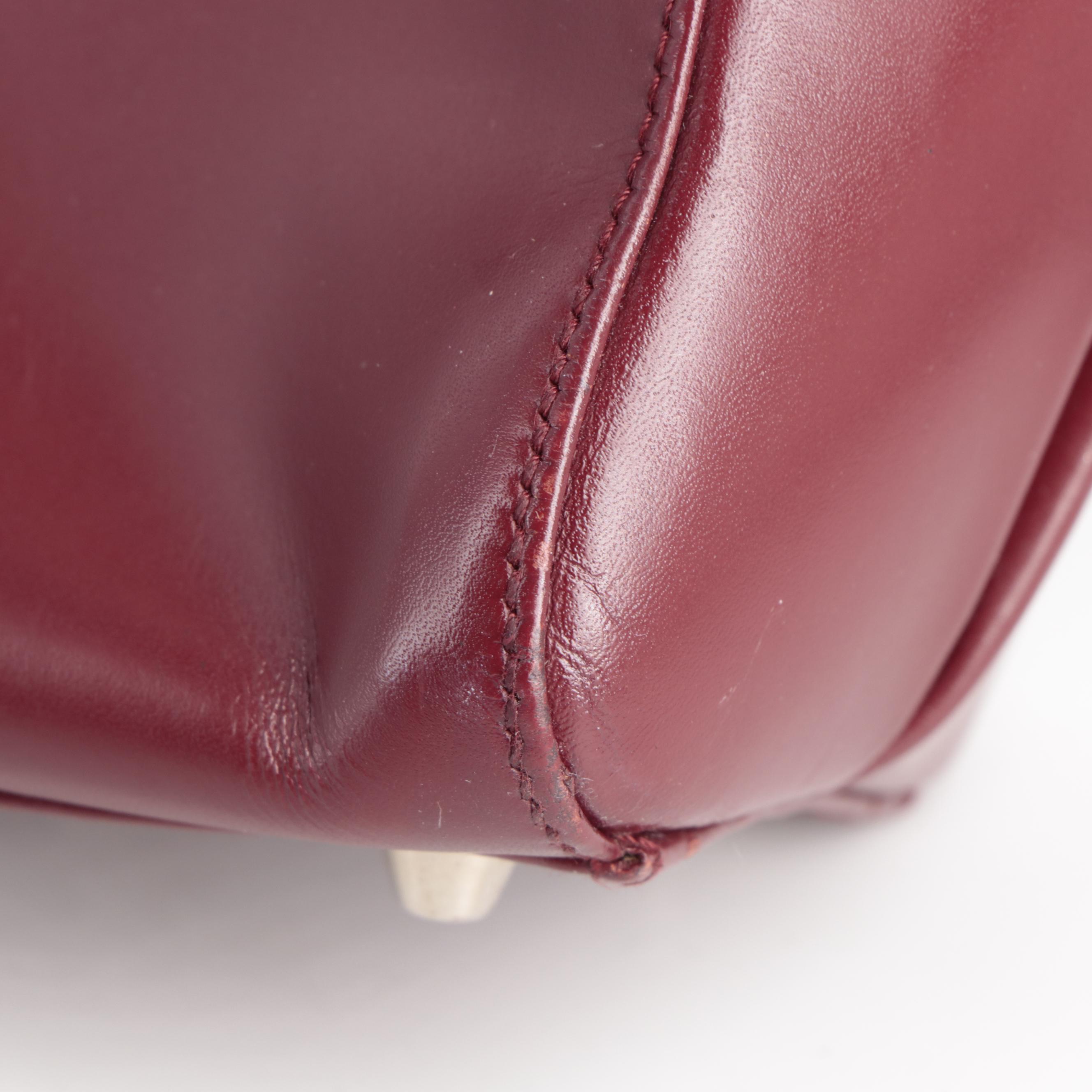 Prada Top Handle Bag in Smooth Burgundy Leather