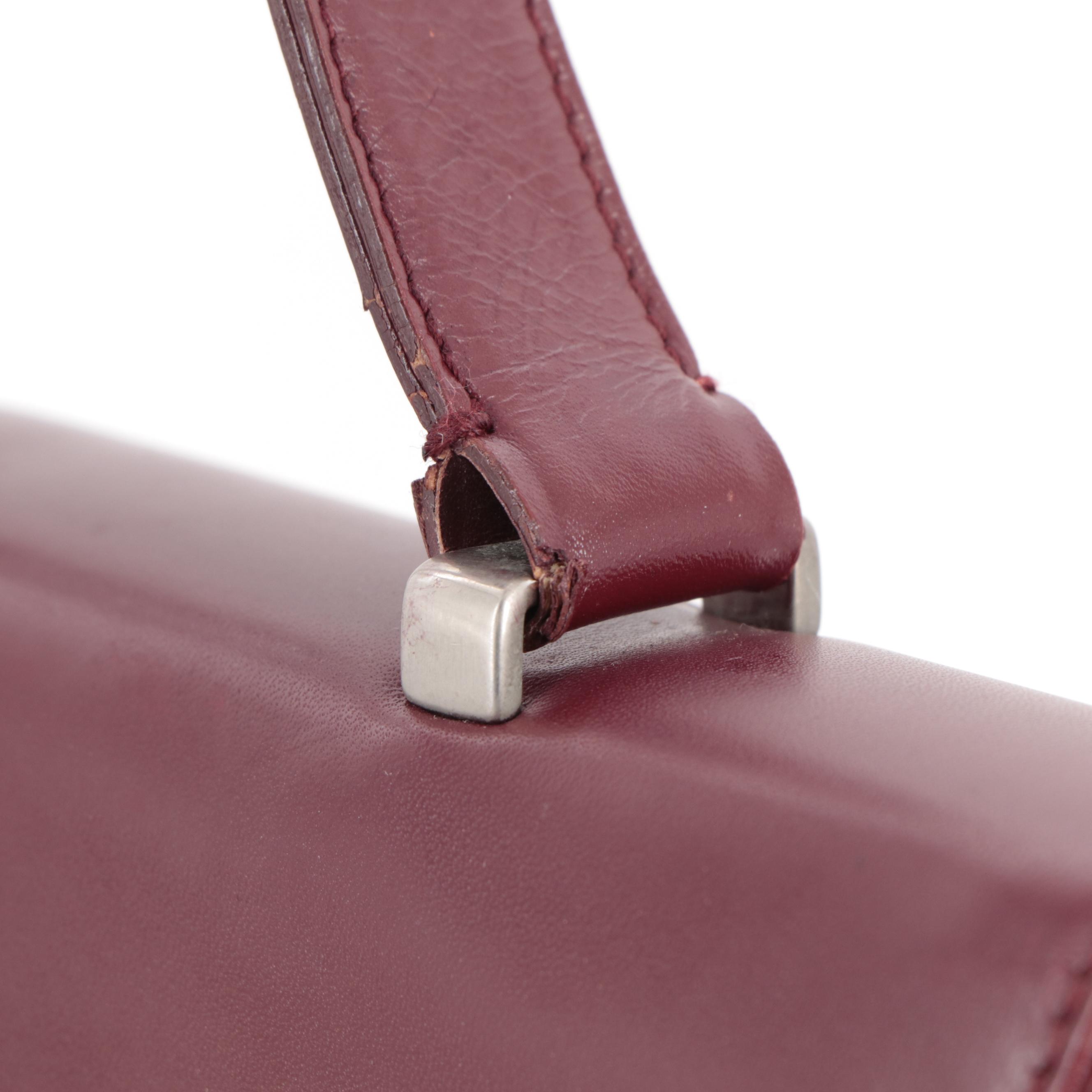 Prada Top Handle Bag in Smooth Burgundy Leather