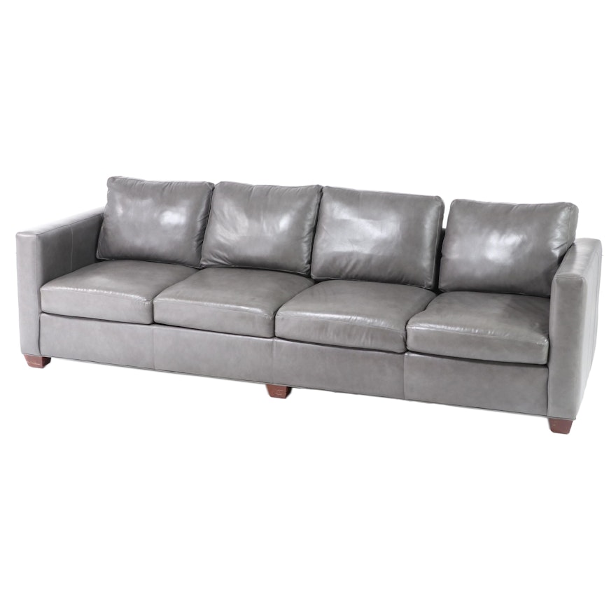 McNabb & Risley Gray Leather Four-Seat Sofa