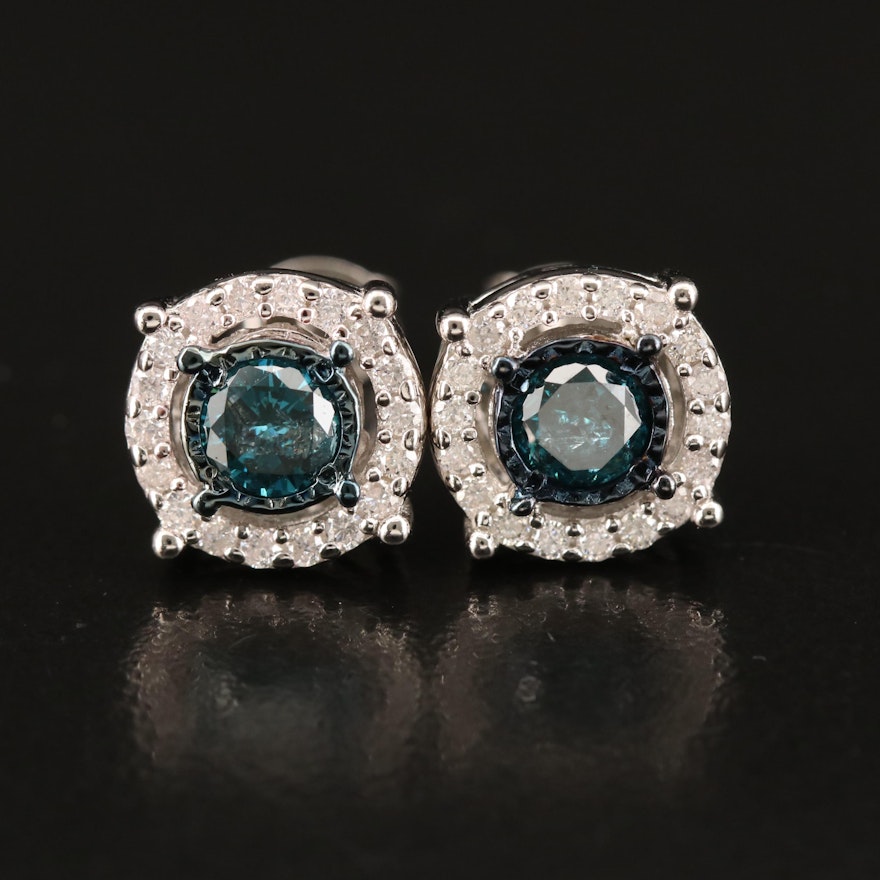 Sterling 1.00 CTW Diamond Stud Earrings