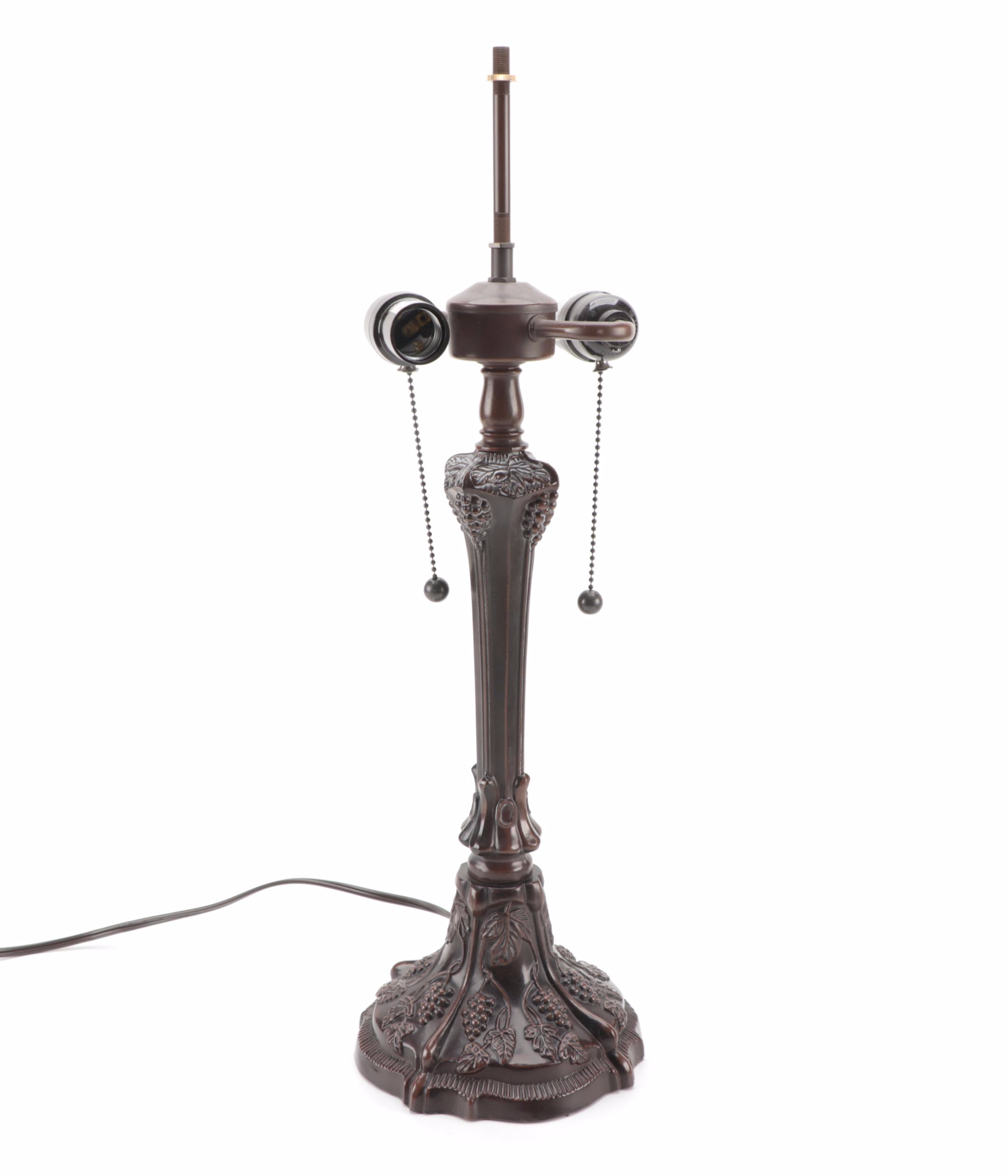 Art Nouveau Style Grape Vines and Clusters Slag Glass Table Lamp, 21st Century