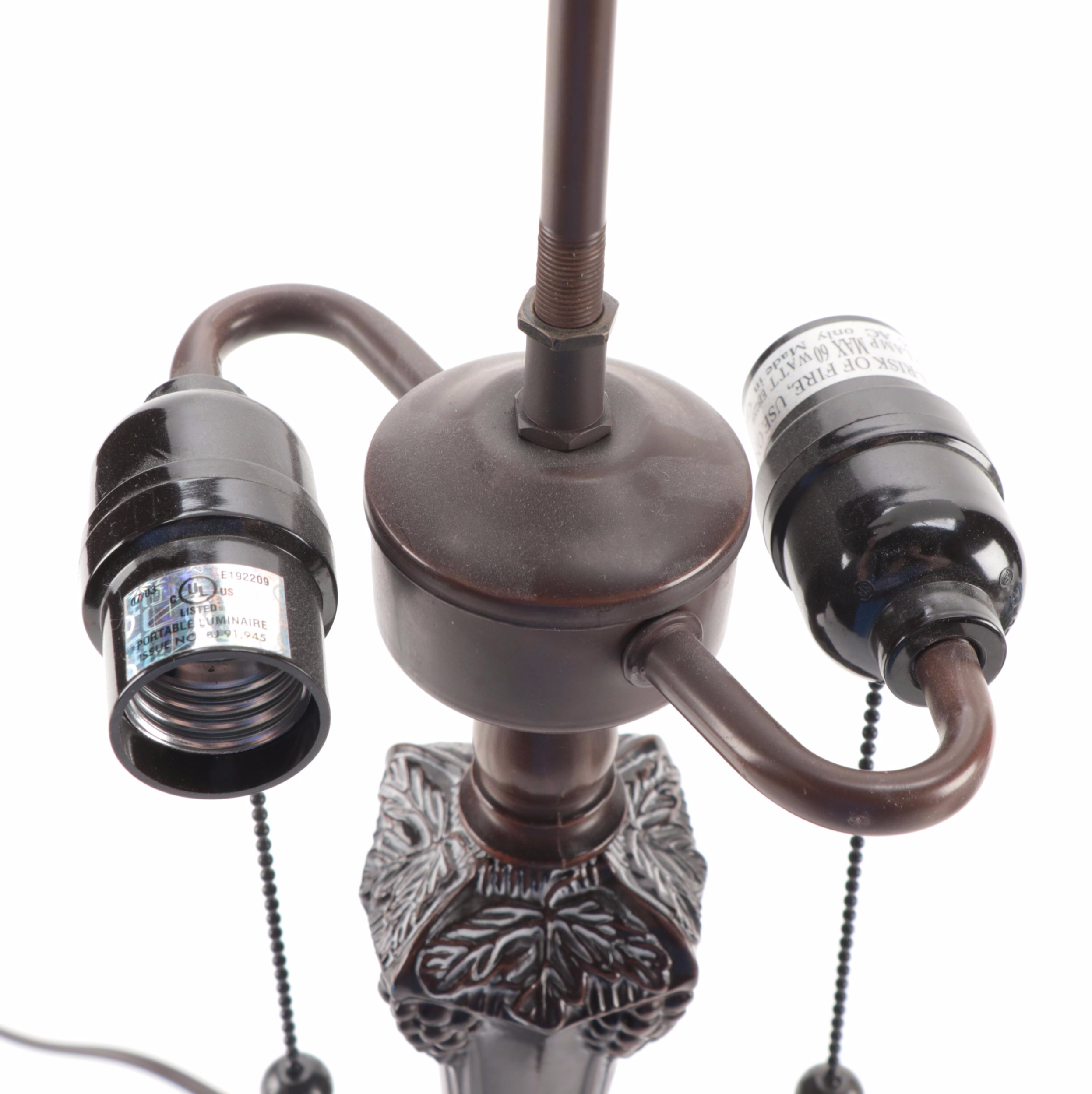 Art Nouveau Style Grape Vines and Clusters Slag Glass Table Lamp, 21st Century