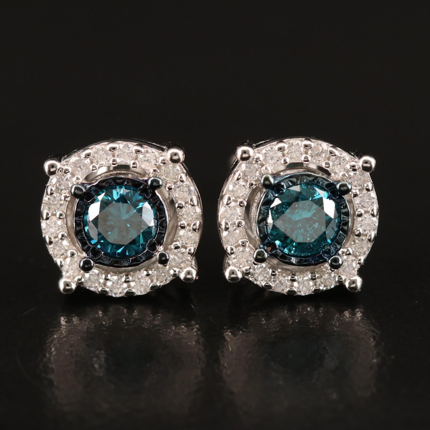 Sterling 1.00 CTW Diamond Stud Earrings