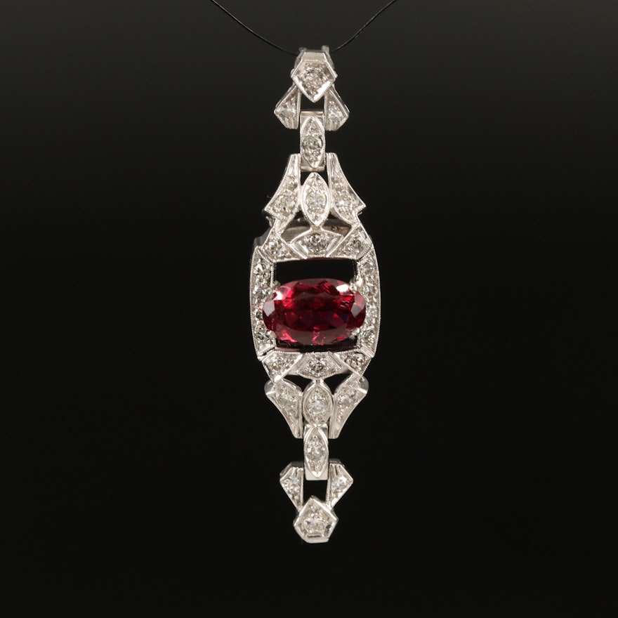 Platinum 3.00 CT Tourmaline and Diamond Pendant