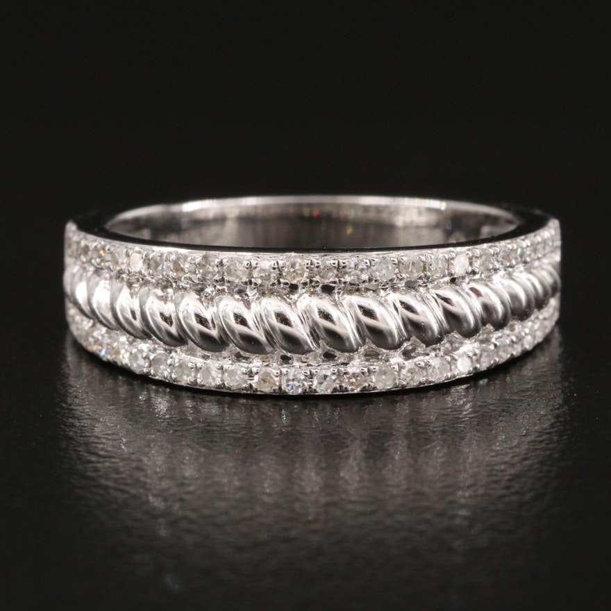 Sterling Diamond Double Row Ring
