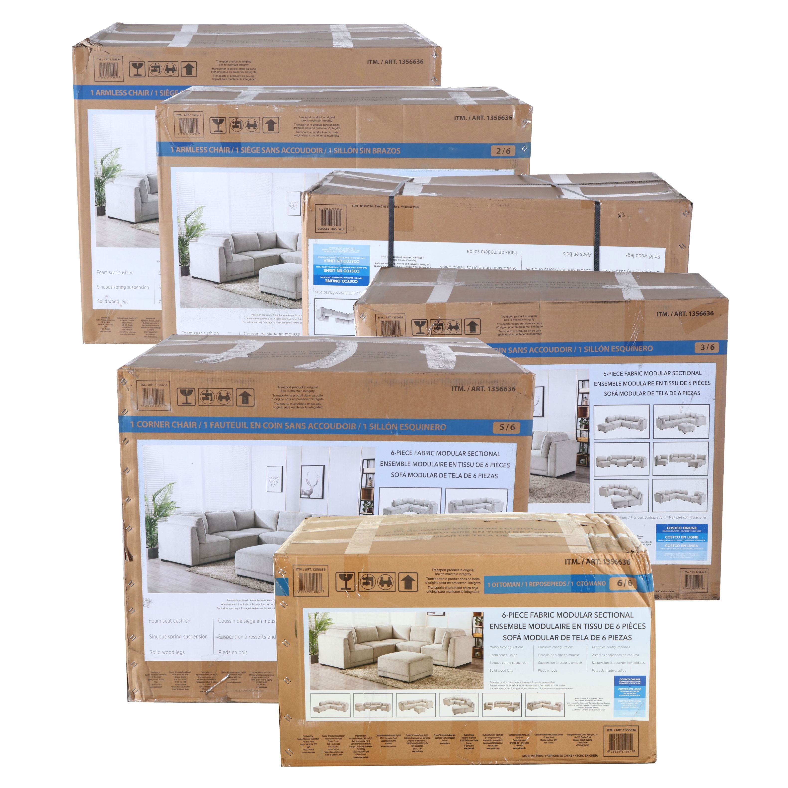 "Belize" Six-Piece Fabric Modular Sectional with Ottoman