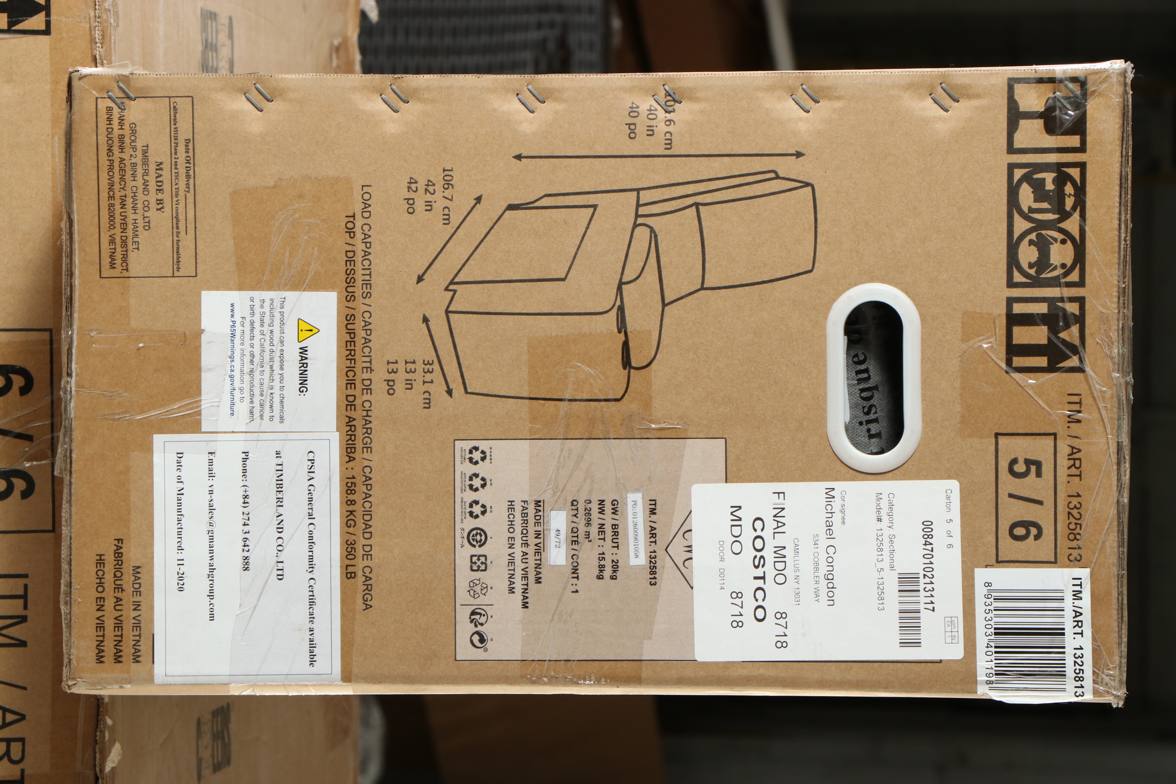 Cheers "Redding" Six-Piece Fabric Power Reclining Sectional with Power Headrest