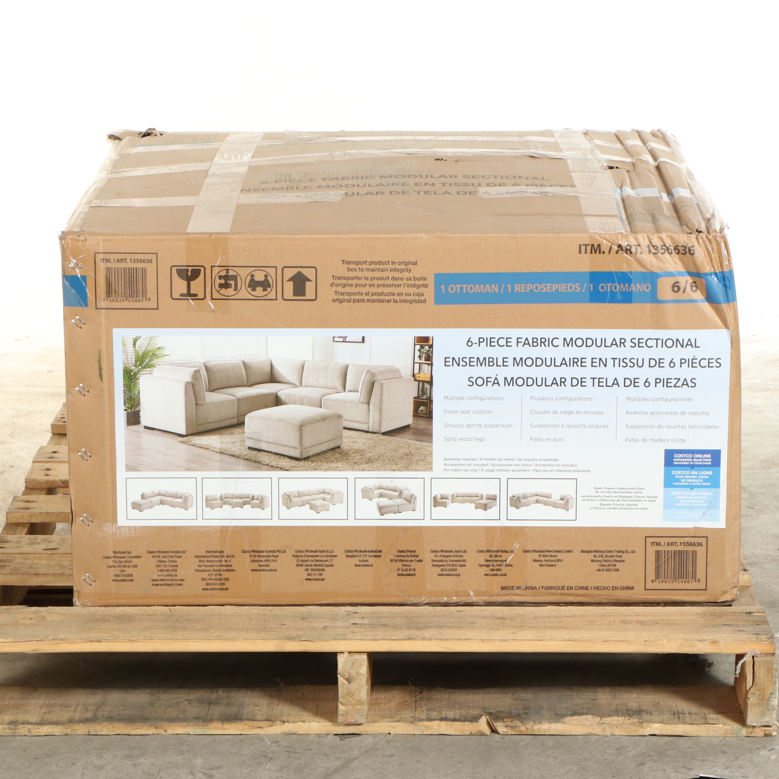 "Belize" Six-Piece Fabric Modular Sectional with Ottoman